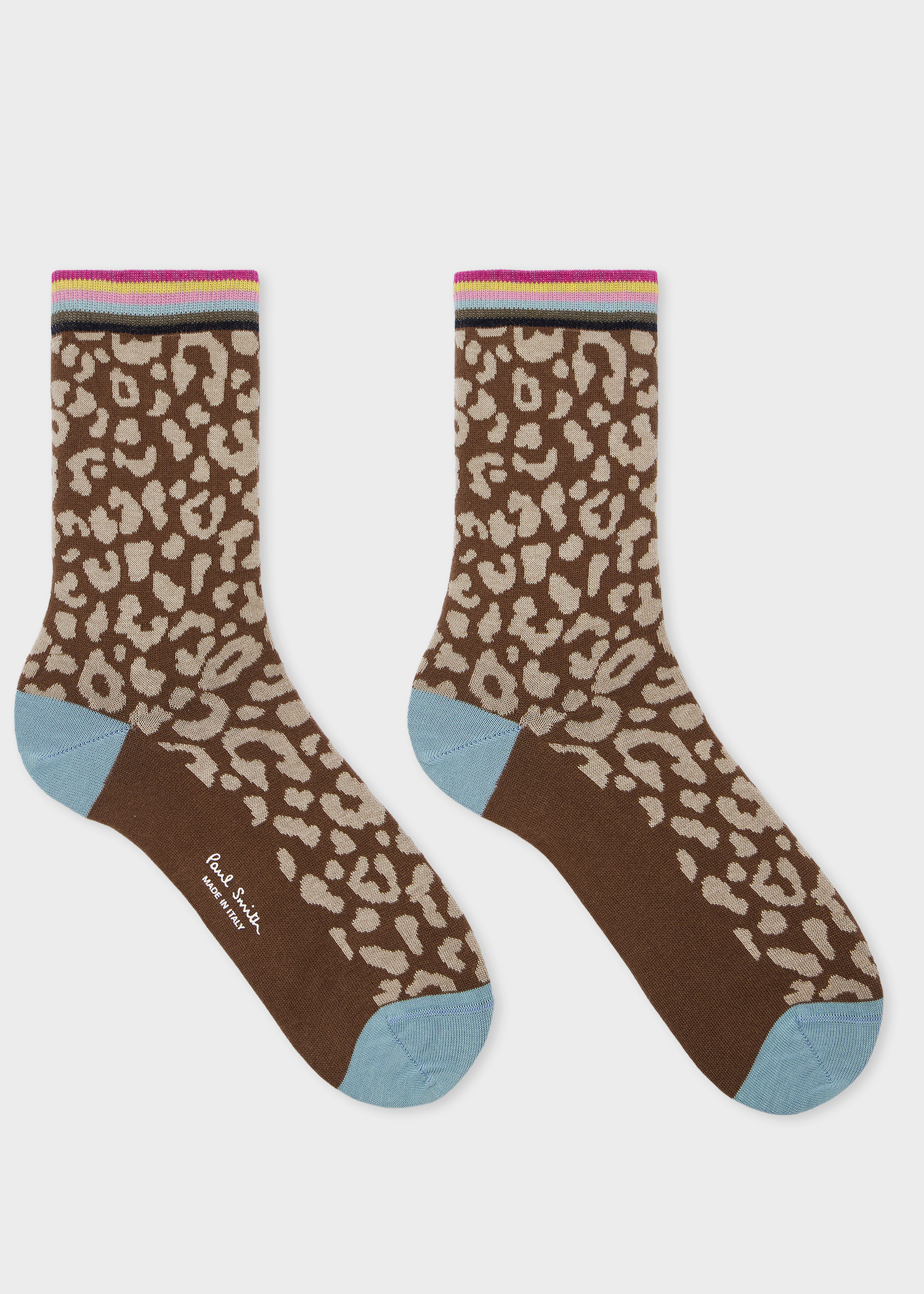 Women's Brown 'Leopard' Colour Block Socks - 2