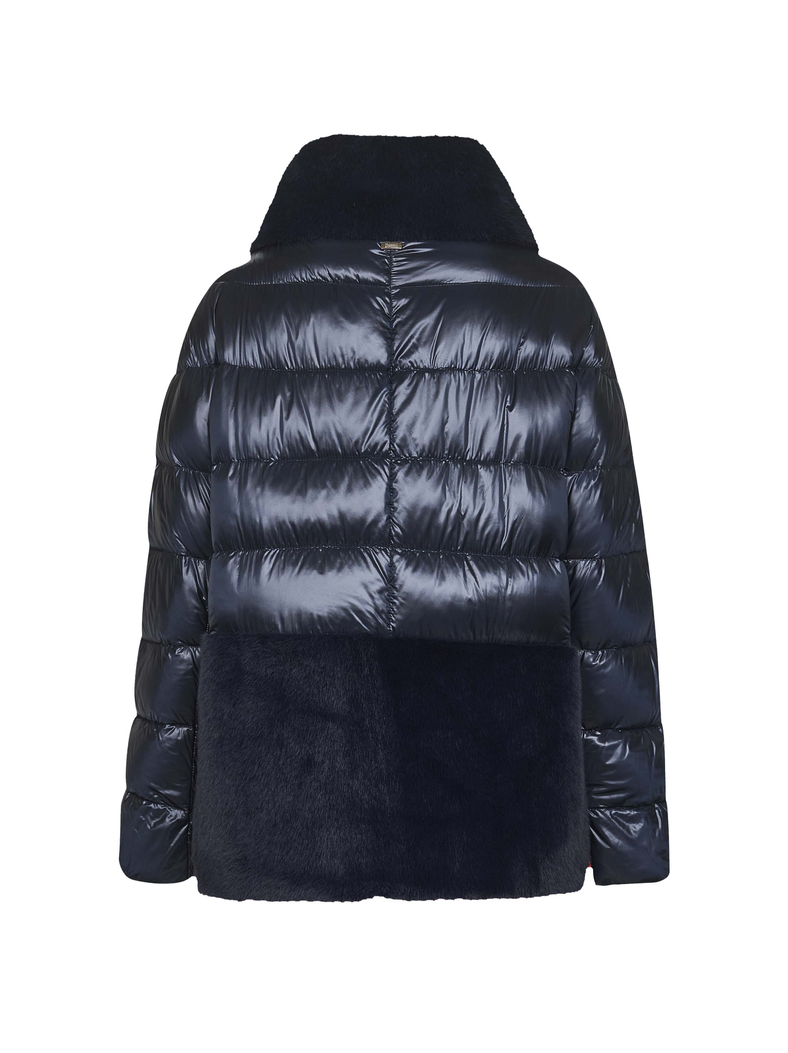 Blue Ultralight Nylon and lady alternative fur cape - 2