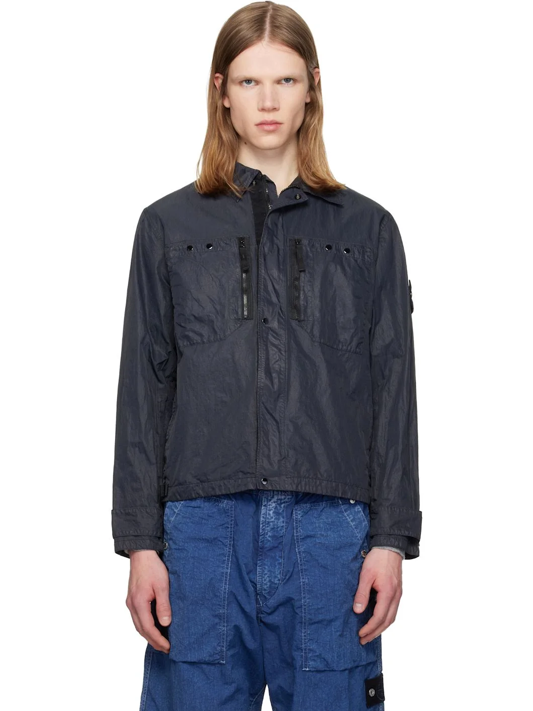 Navy 1200020 Nylon Micro Twill Shirt - 1