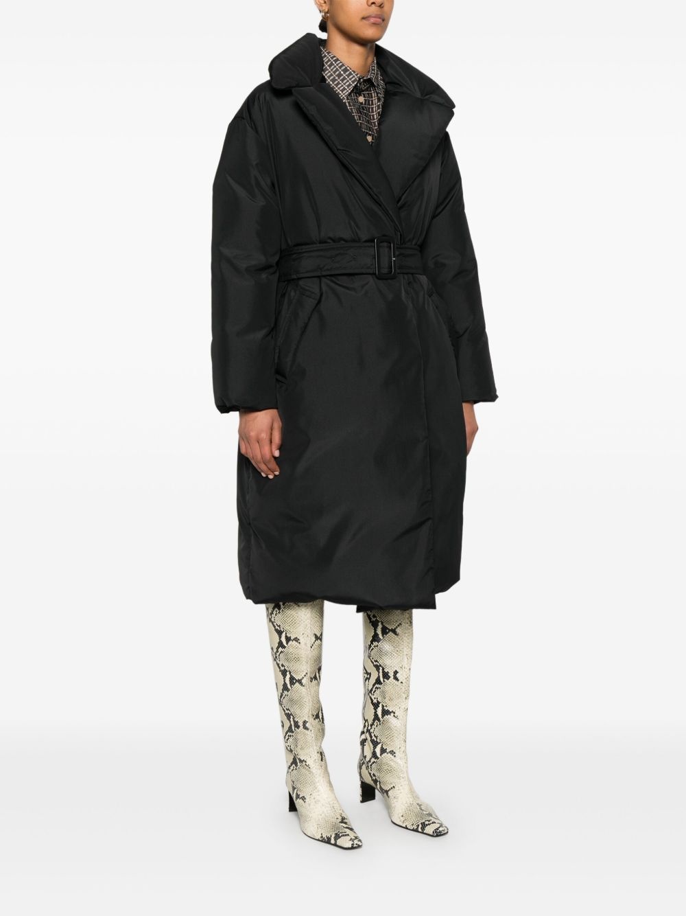 logo-embroidered coat - 3