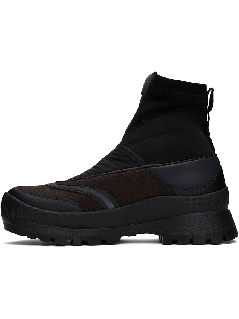 Black & Brown Mattio Zip-Up Sneakers 3