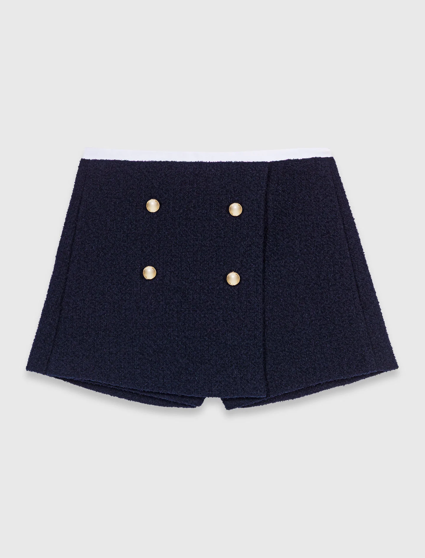 Tweed shorts with contrast waistband - 1