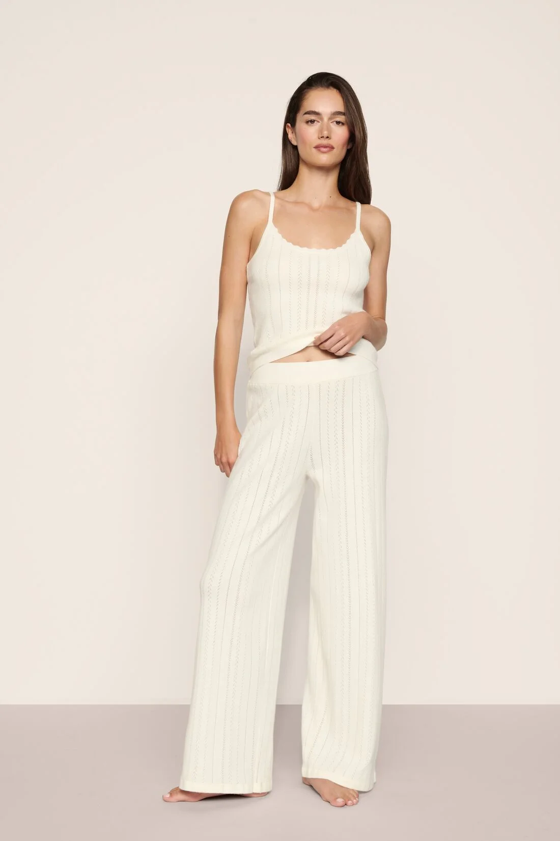 Pointelle Sweater Straight Leg Pant - 1