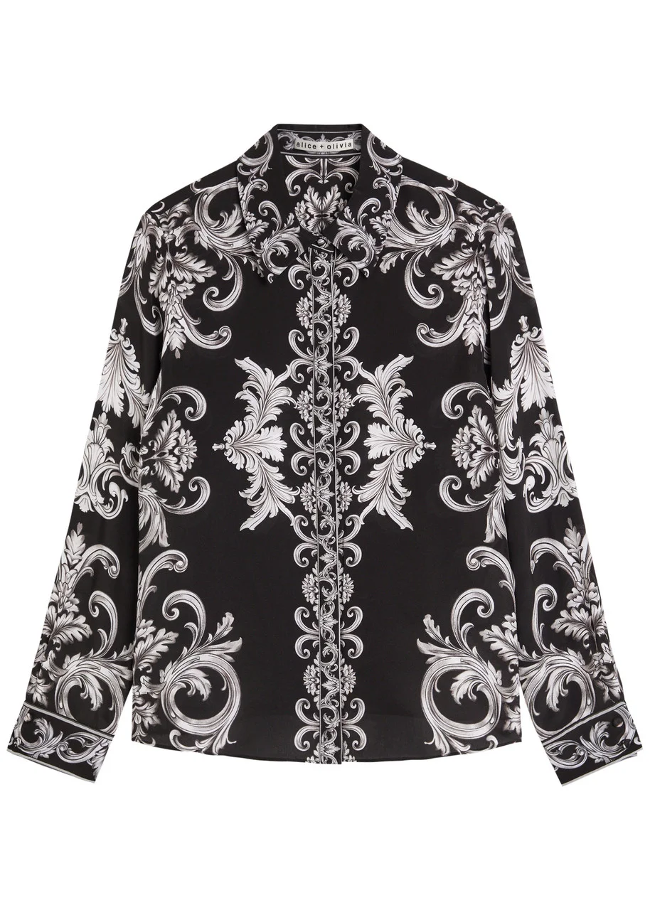 Alice + Olivia Willa Patterned Silk Shirt - 1