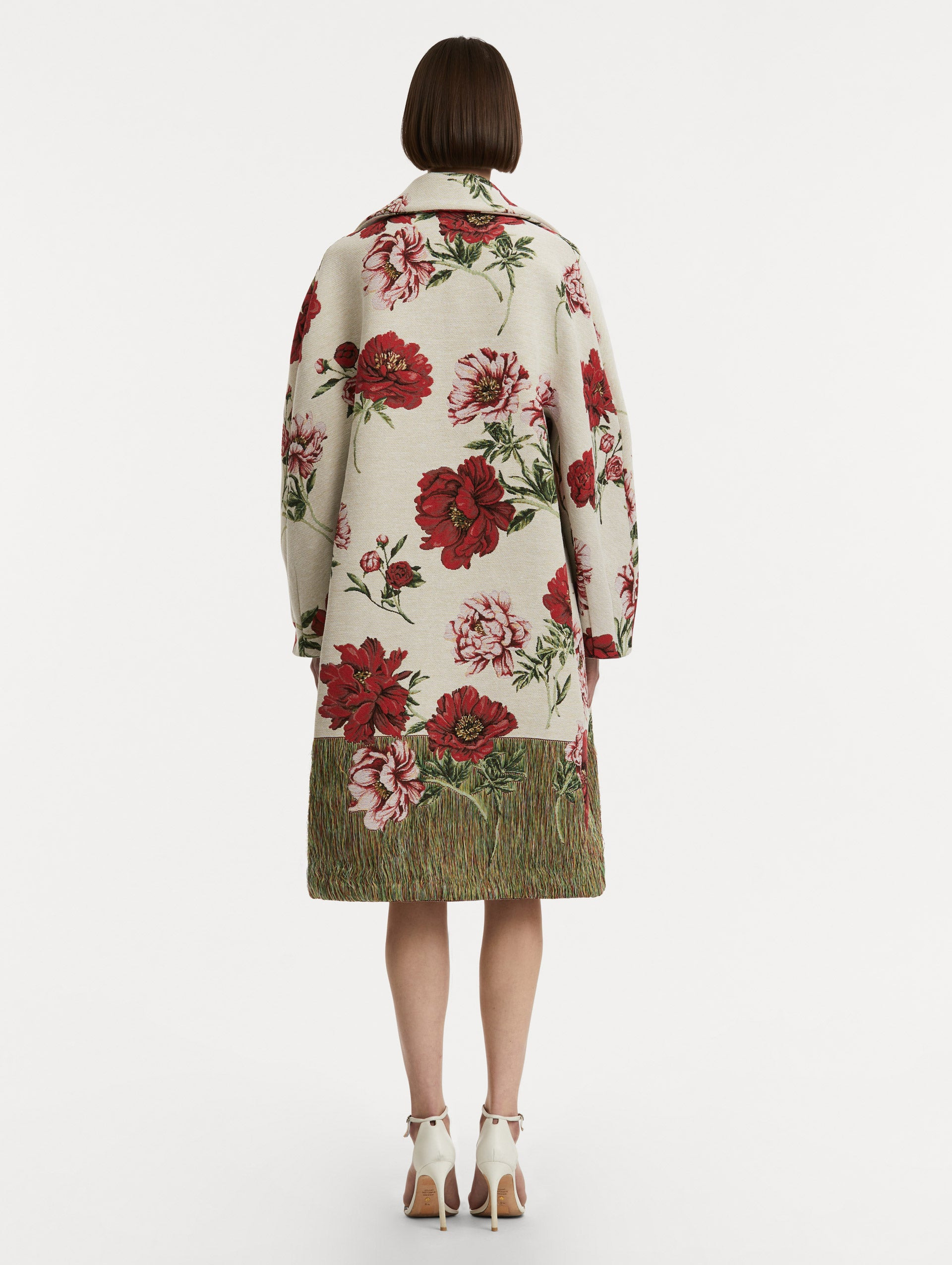 PEONY UNRAVELED JACQUARD COAT - 3