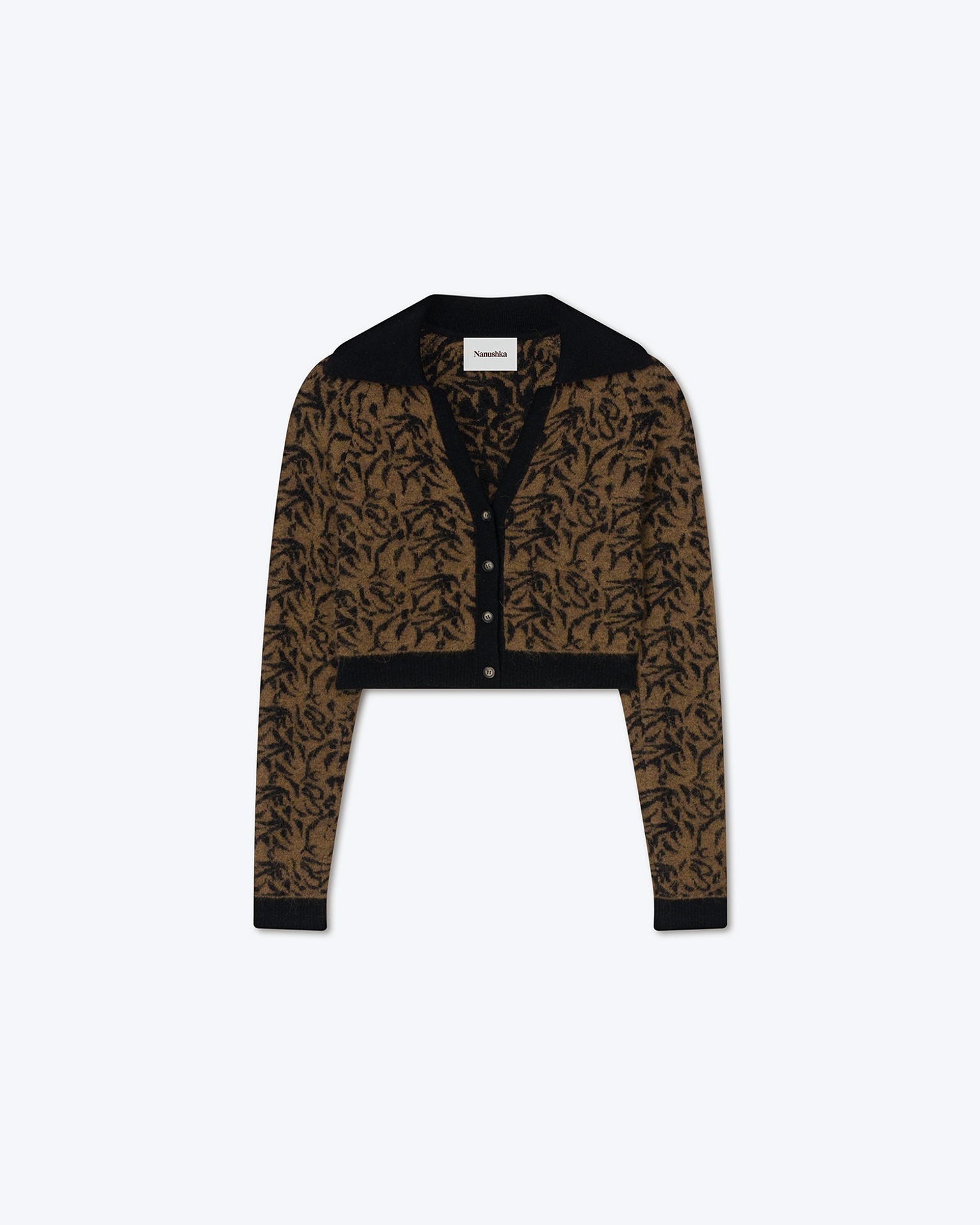 JOSI - Jacquard pattern cardigan - Black/ brown - 1