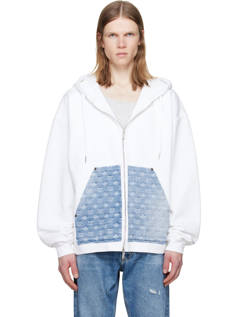 White Denim Mix Relax Zipped Fit Hoodie 1