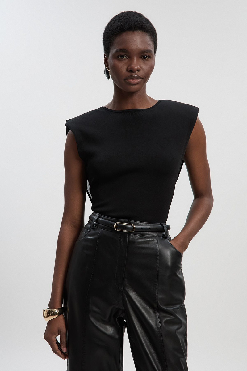 Viscose Blend Slinky Drape Plunge Back Knit Top 3