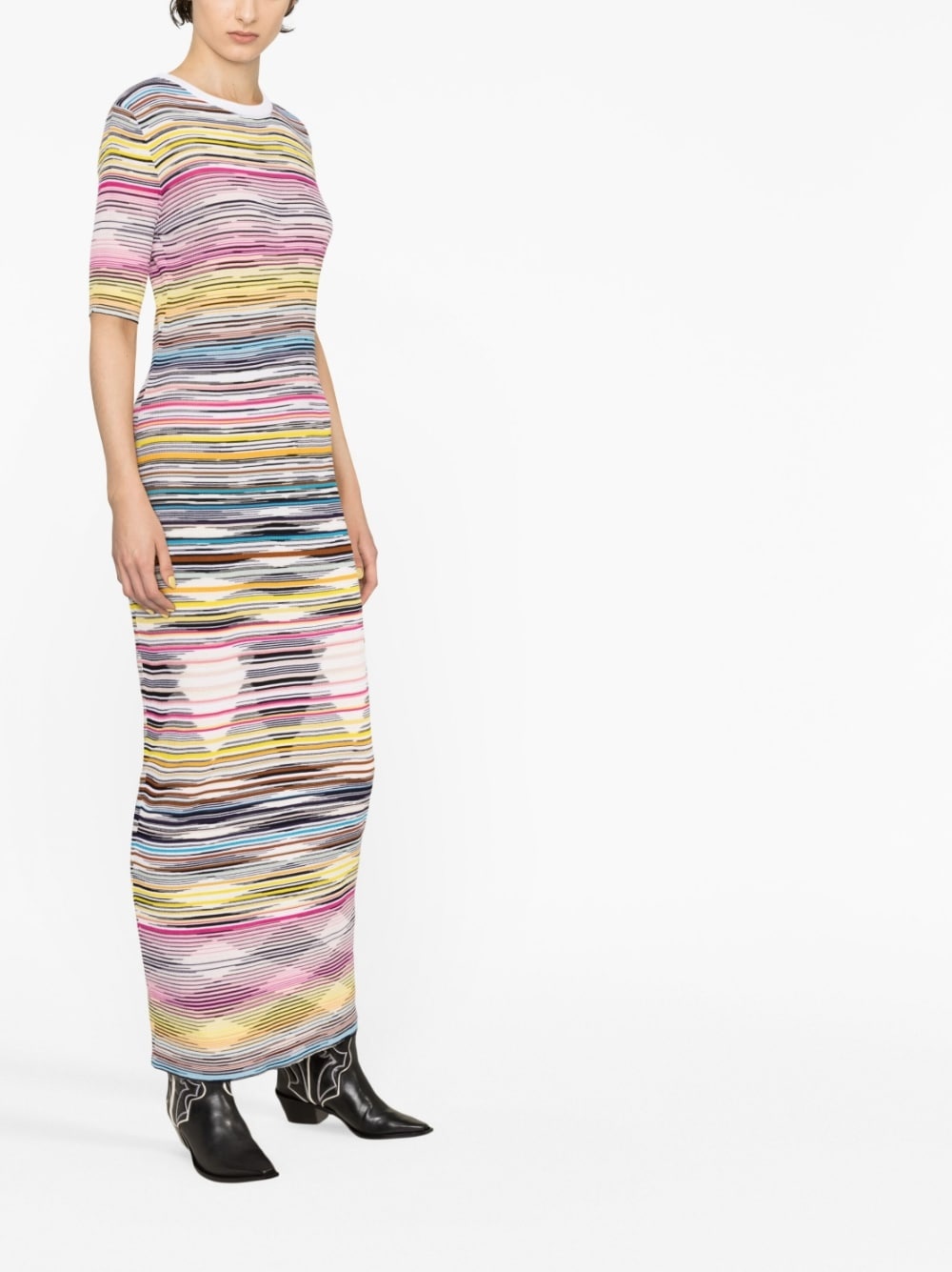 striped knitted maxi dress - 4