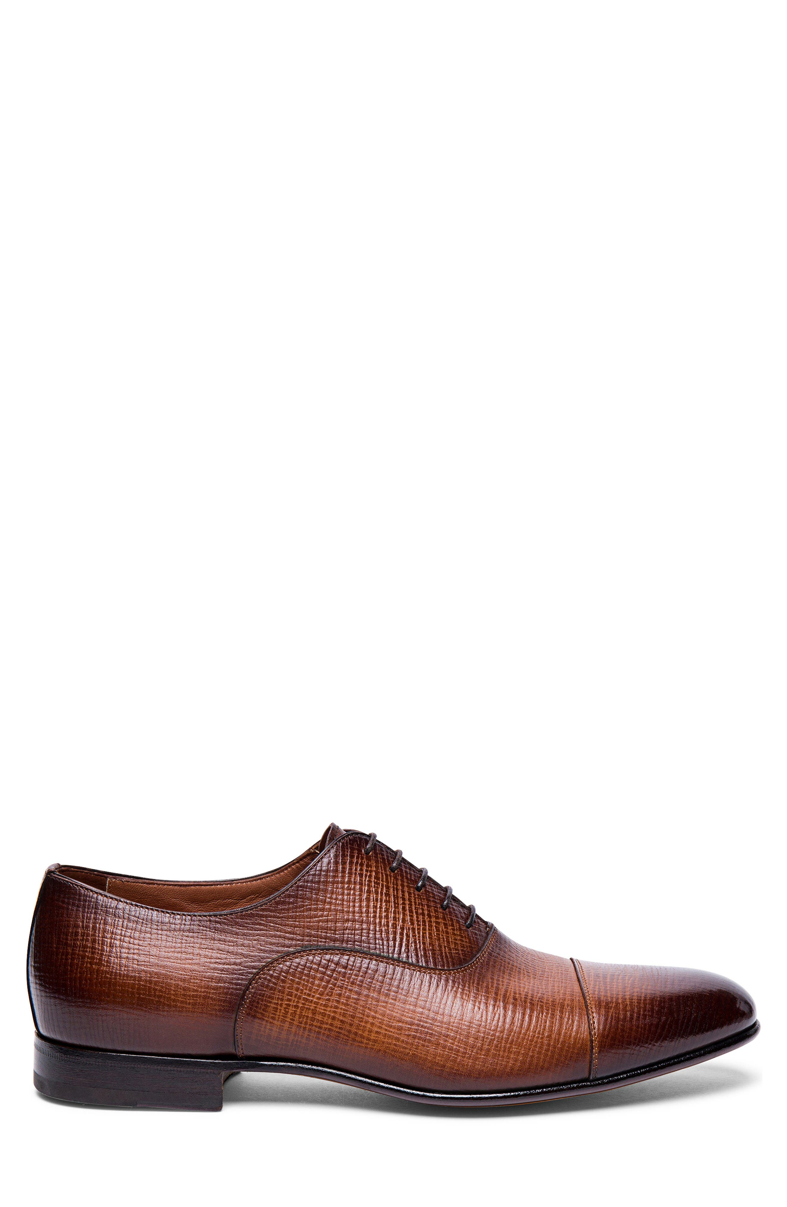 Santoni Darian Textured Cap Toe Oxford in Brown at Nordstrom - 3