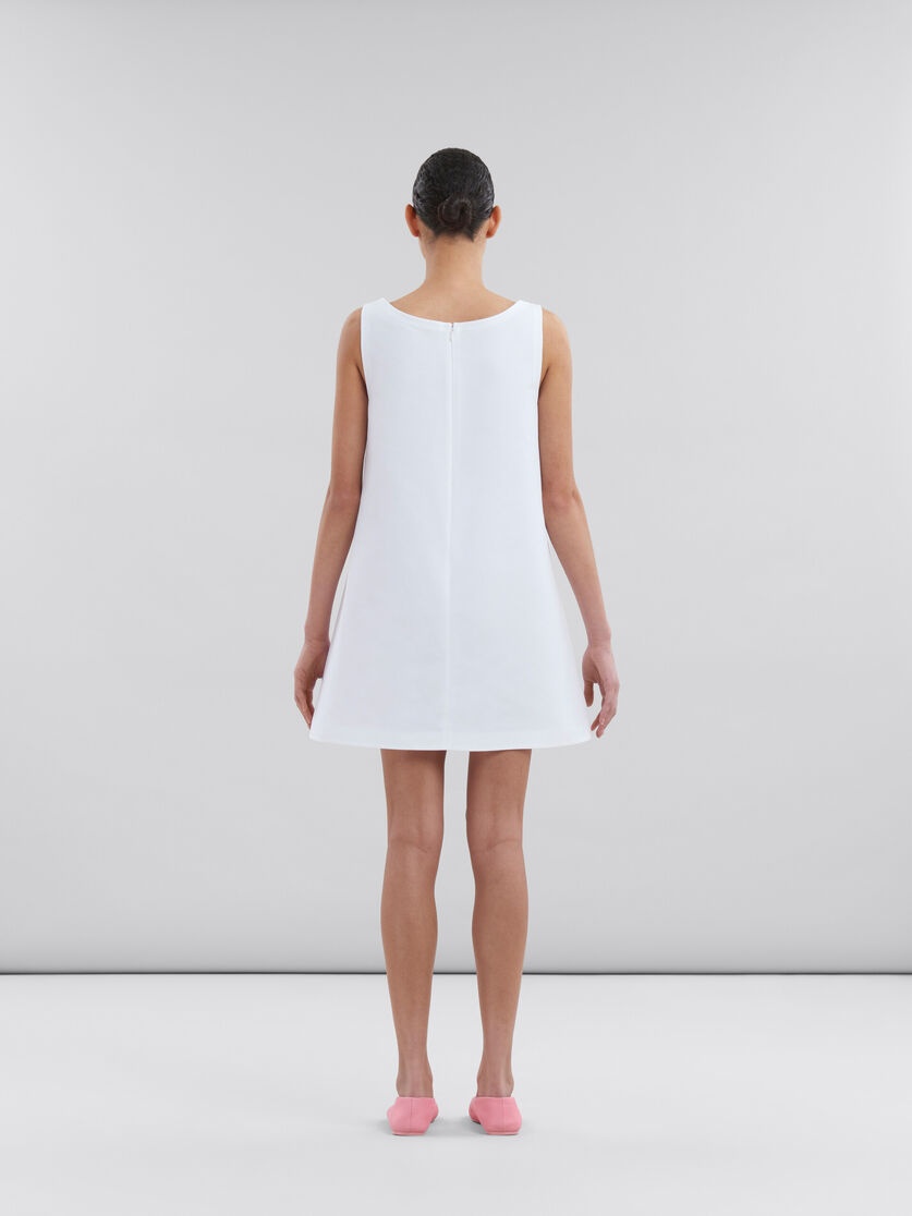 WHITE CADY A-LINE DRESS WITH MARNI MENDING - 3