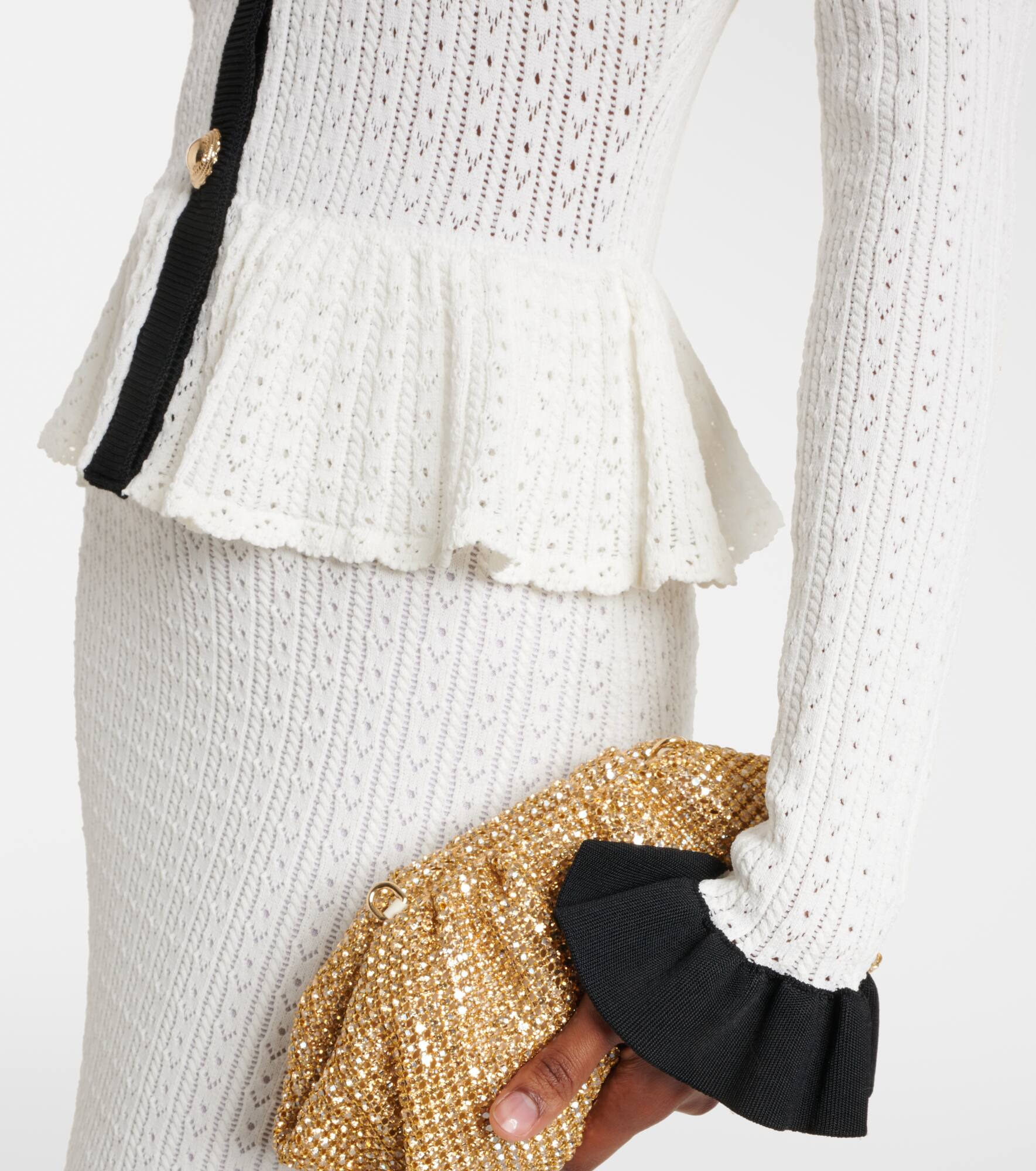 Pointelle peplum midi dress - 5