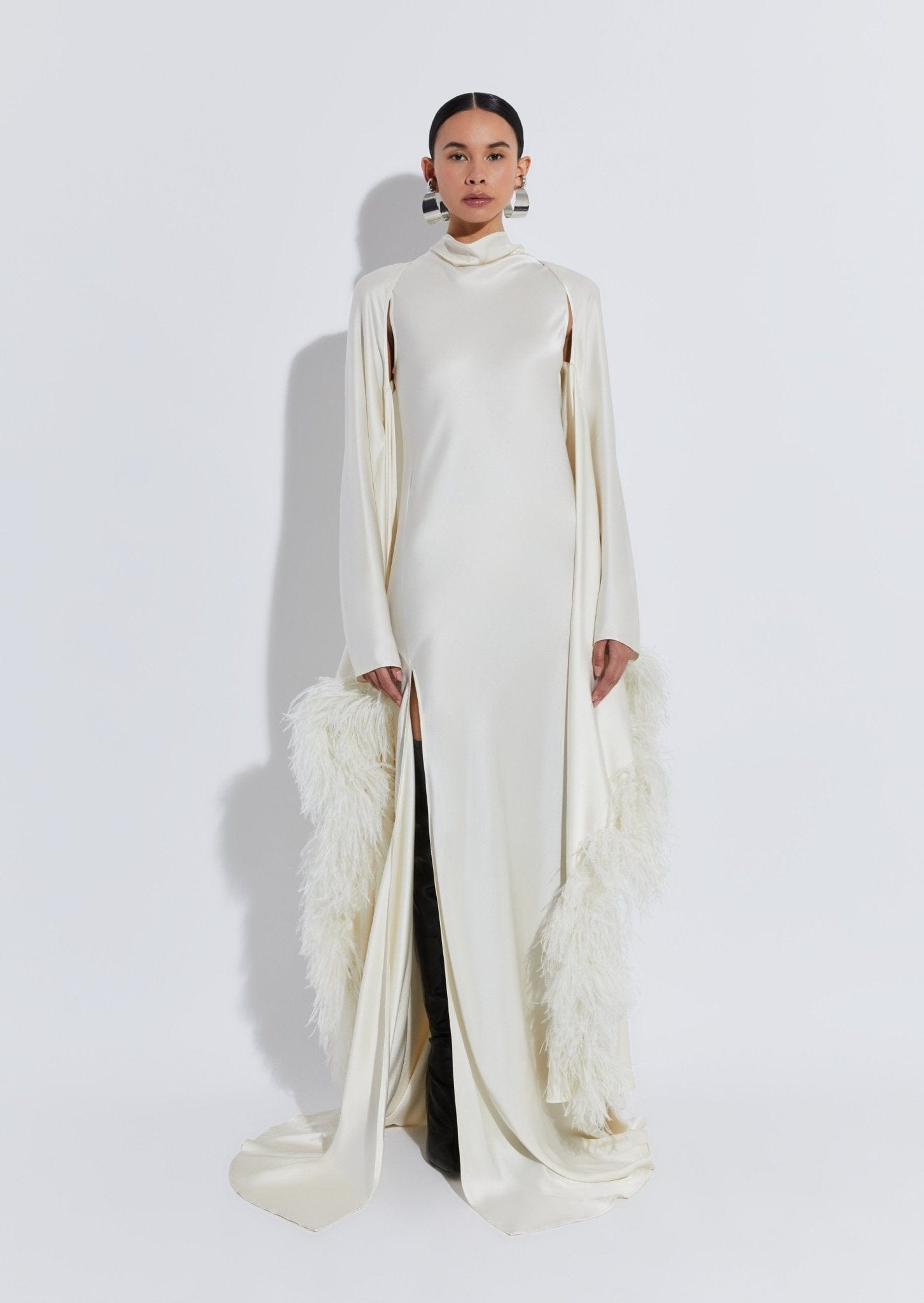 Satin Feather Caftan - 2