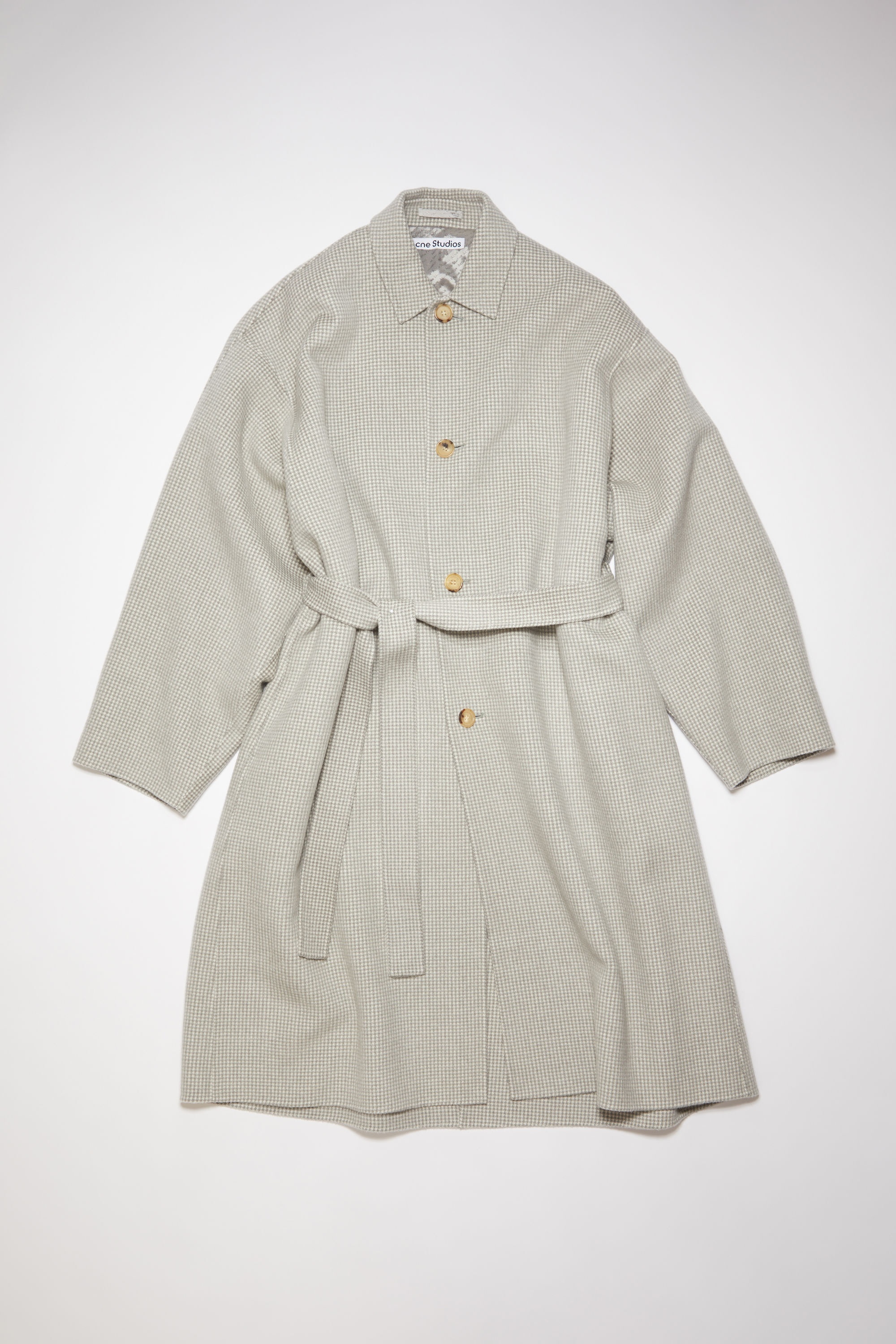 Single-breasted belted coat - Grey/off white - 7