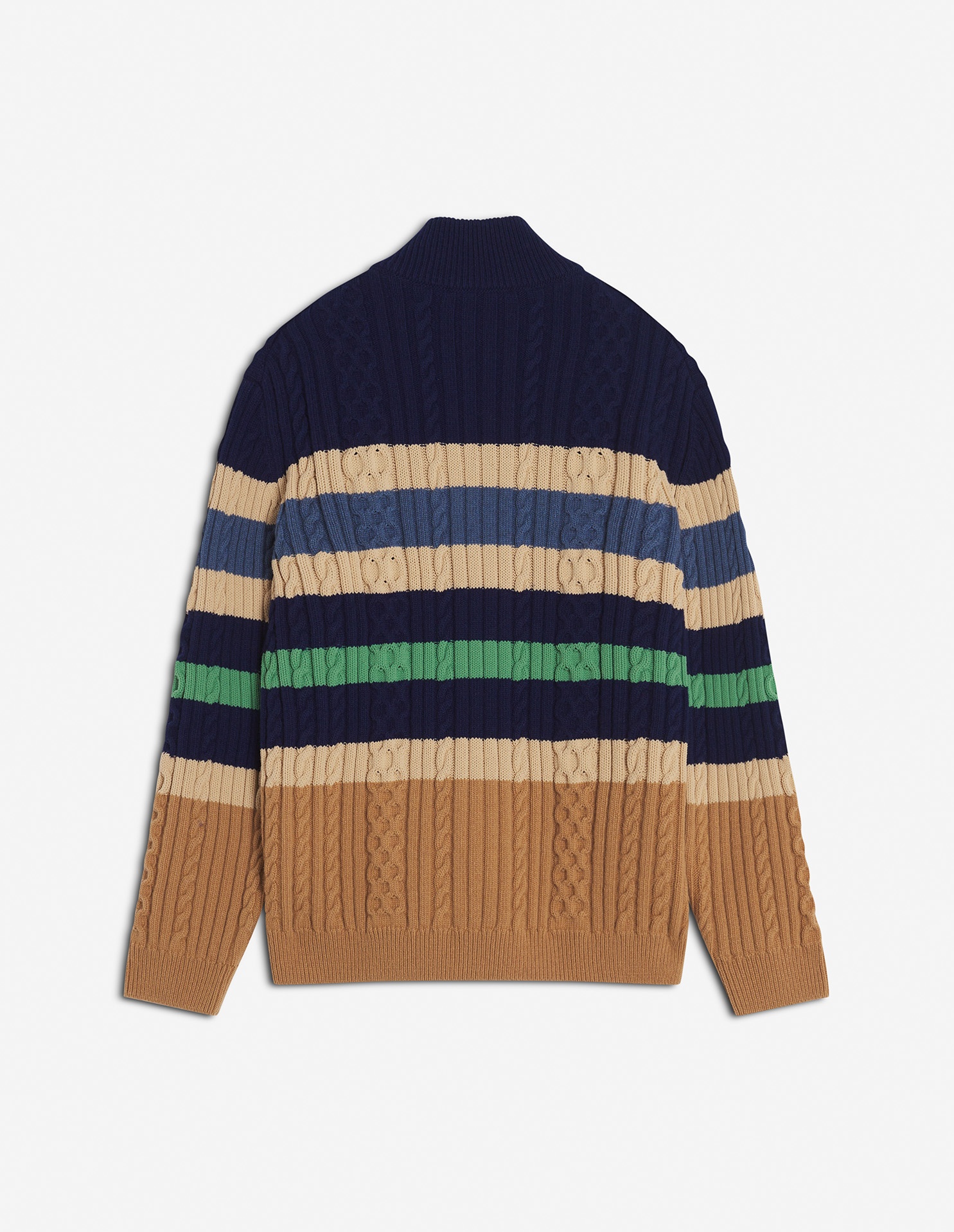 STRIPED CABLE ZIPPED CARDIGAN - 6