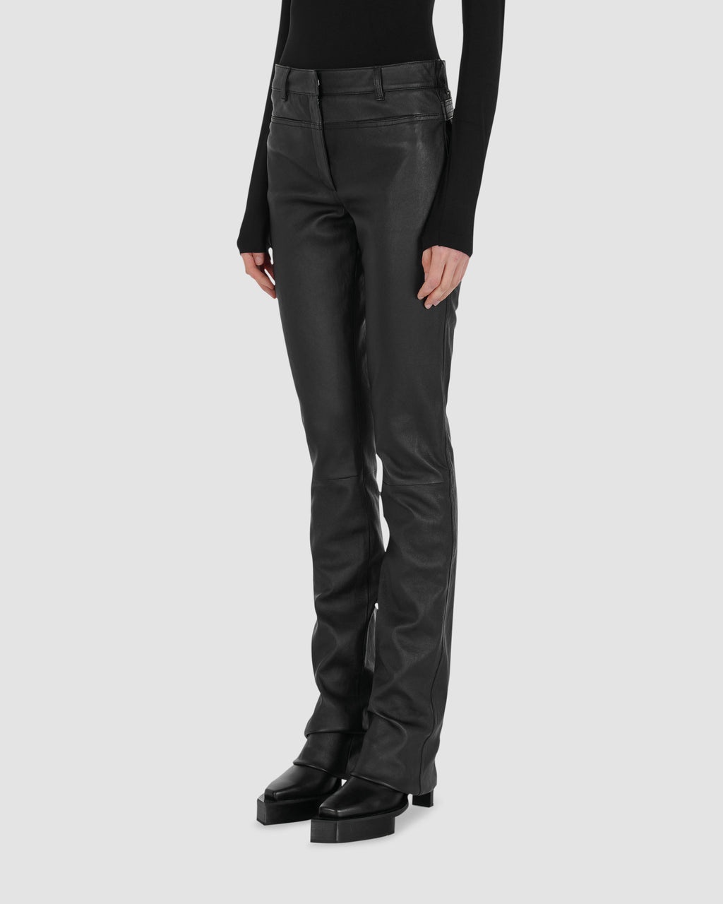 BACK BUCKLE LEATHER PANT - 3
