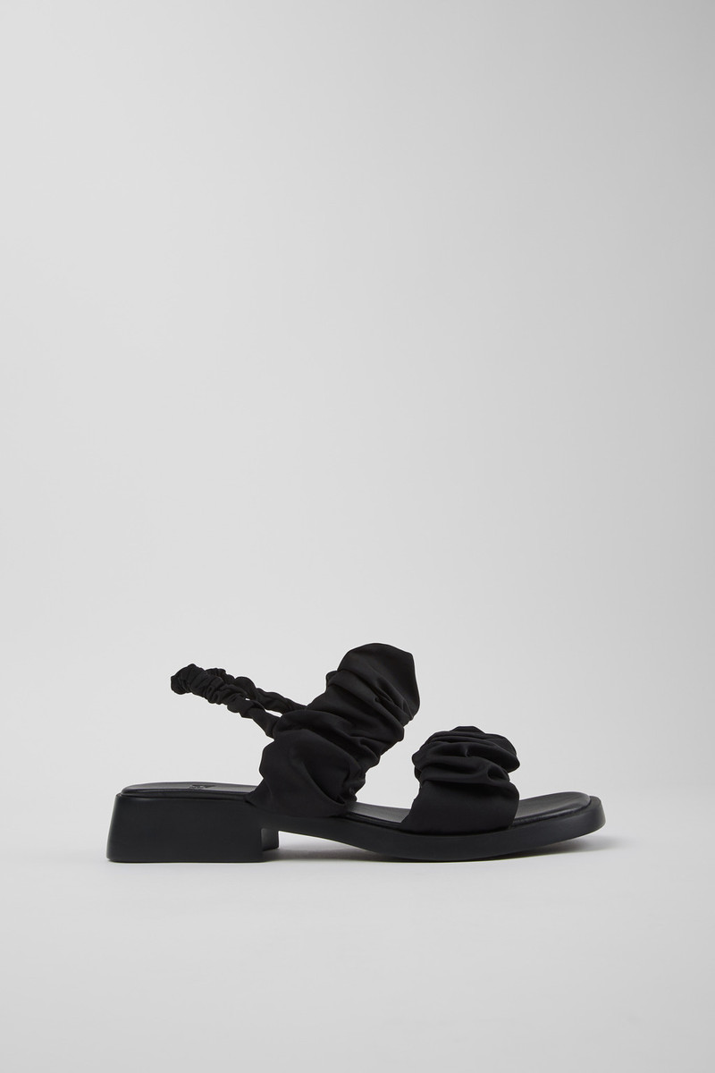 Black Textile Sandals for Women. 1