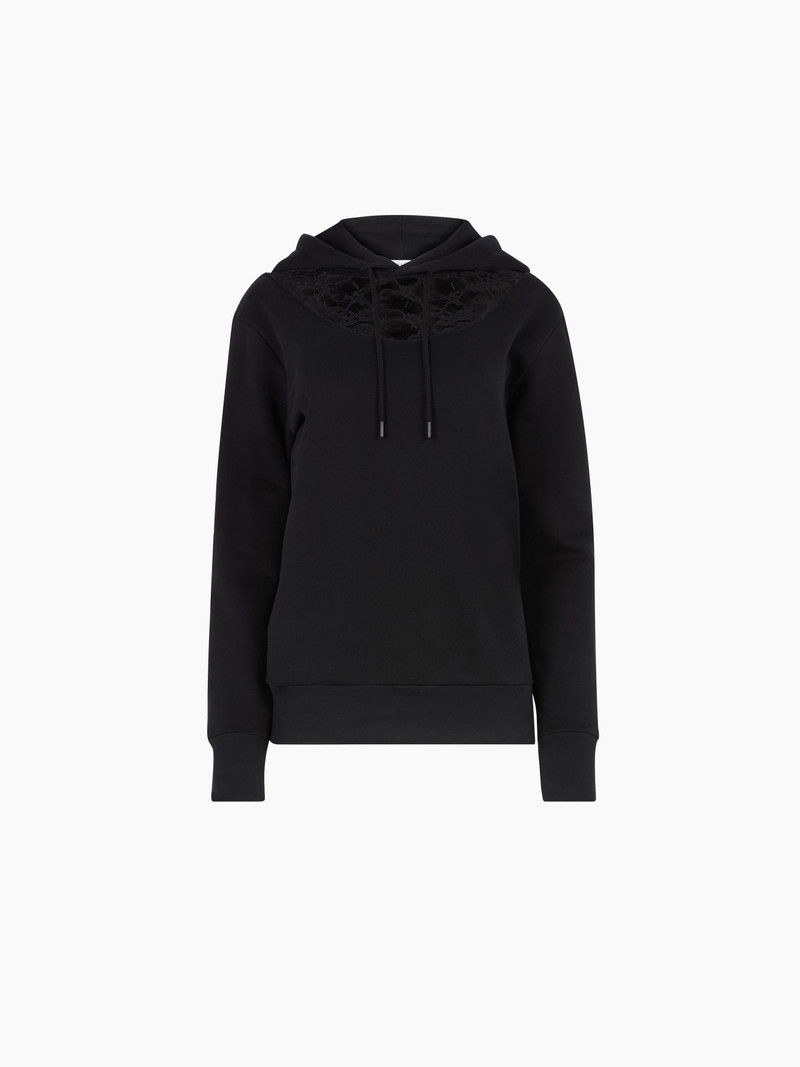 Lace-Insert Fleece Hoodie 5
