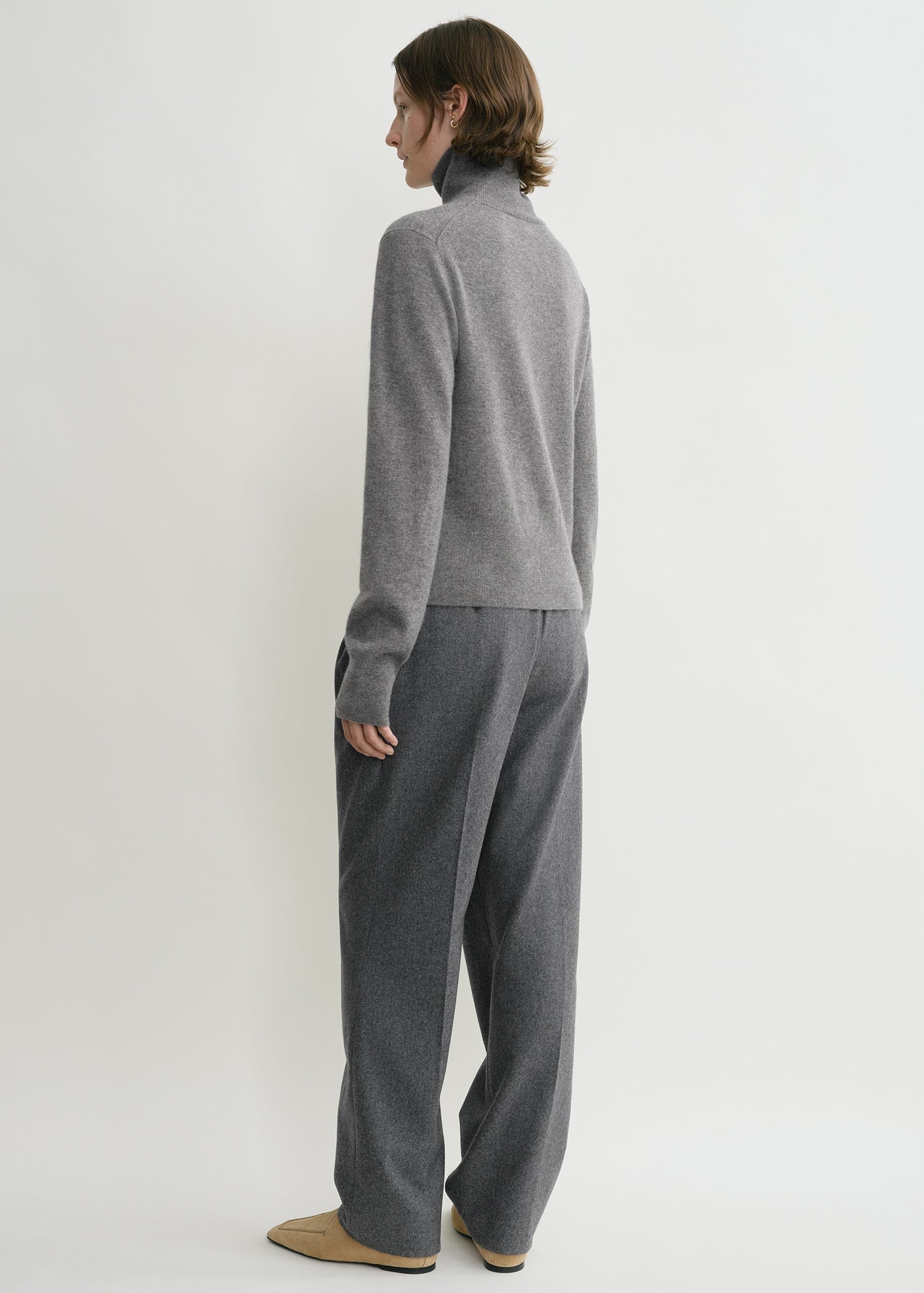 Cropped turtleneck grey melange - 4