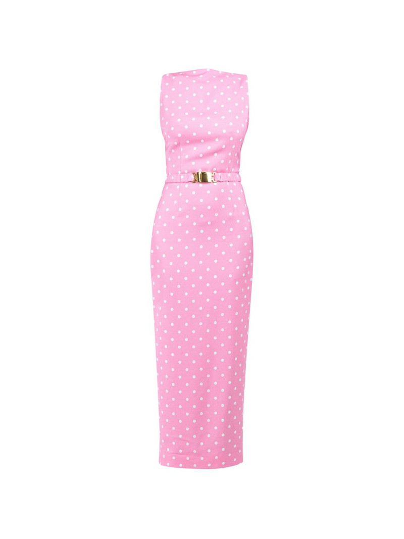 polka-dots straight-neckline maxi dress 1