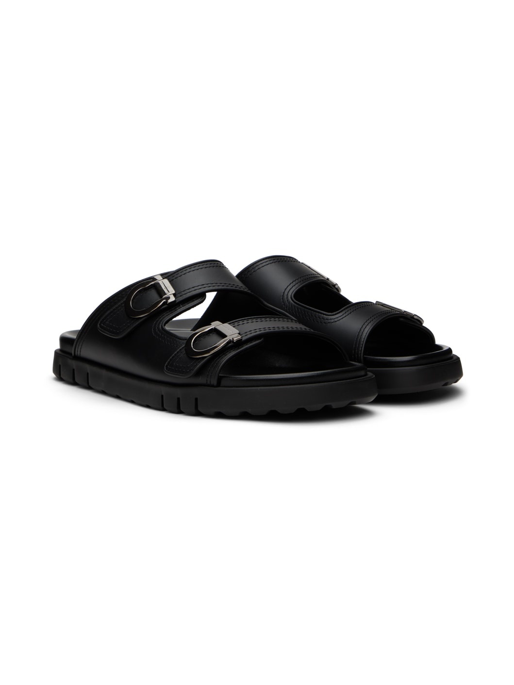 Black Double-Strap Sandals - 4