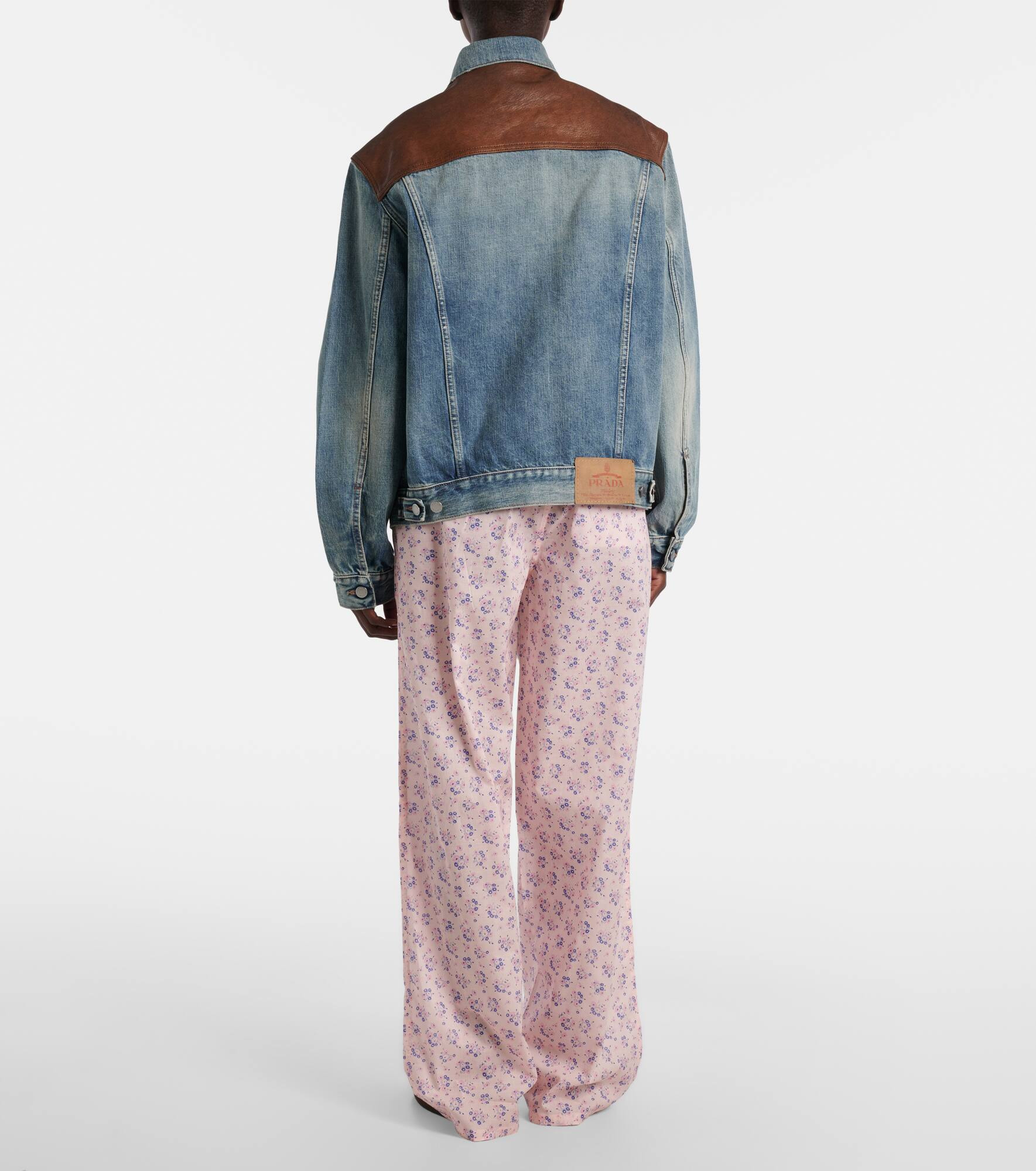 Leather-trimmed denim jacket - 3