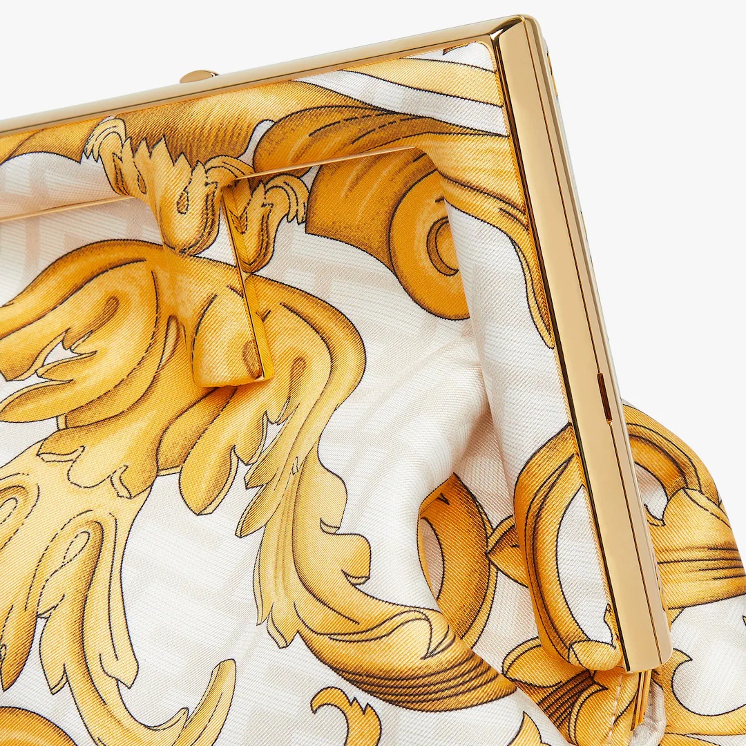 Fendace White printed silk  bag - 5