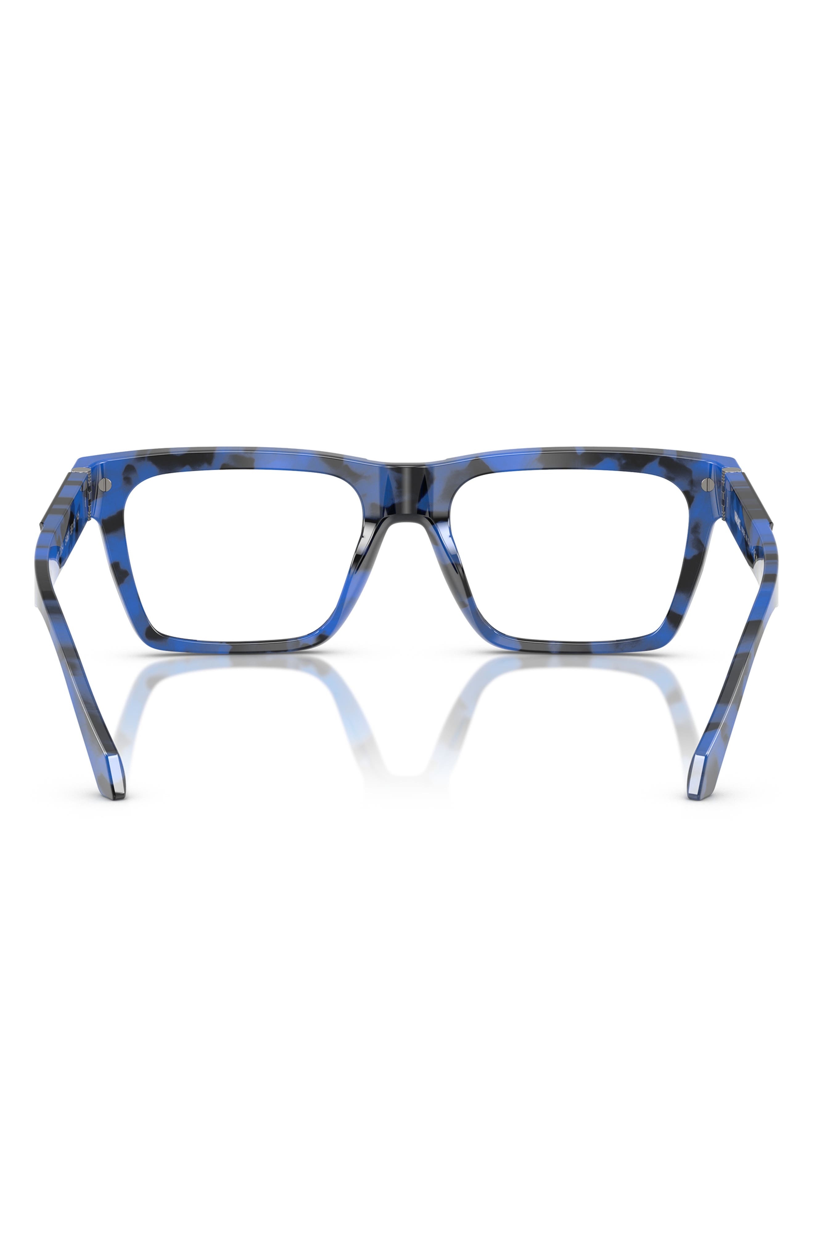 Versace 55mm Rectangle Optical Glasses in Blue Havana at Nordstrom - 3