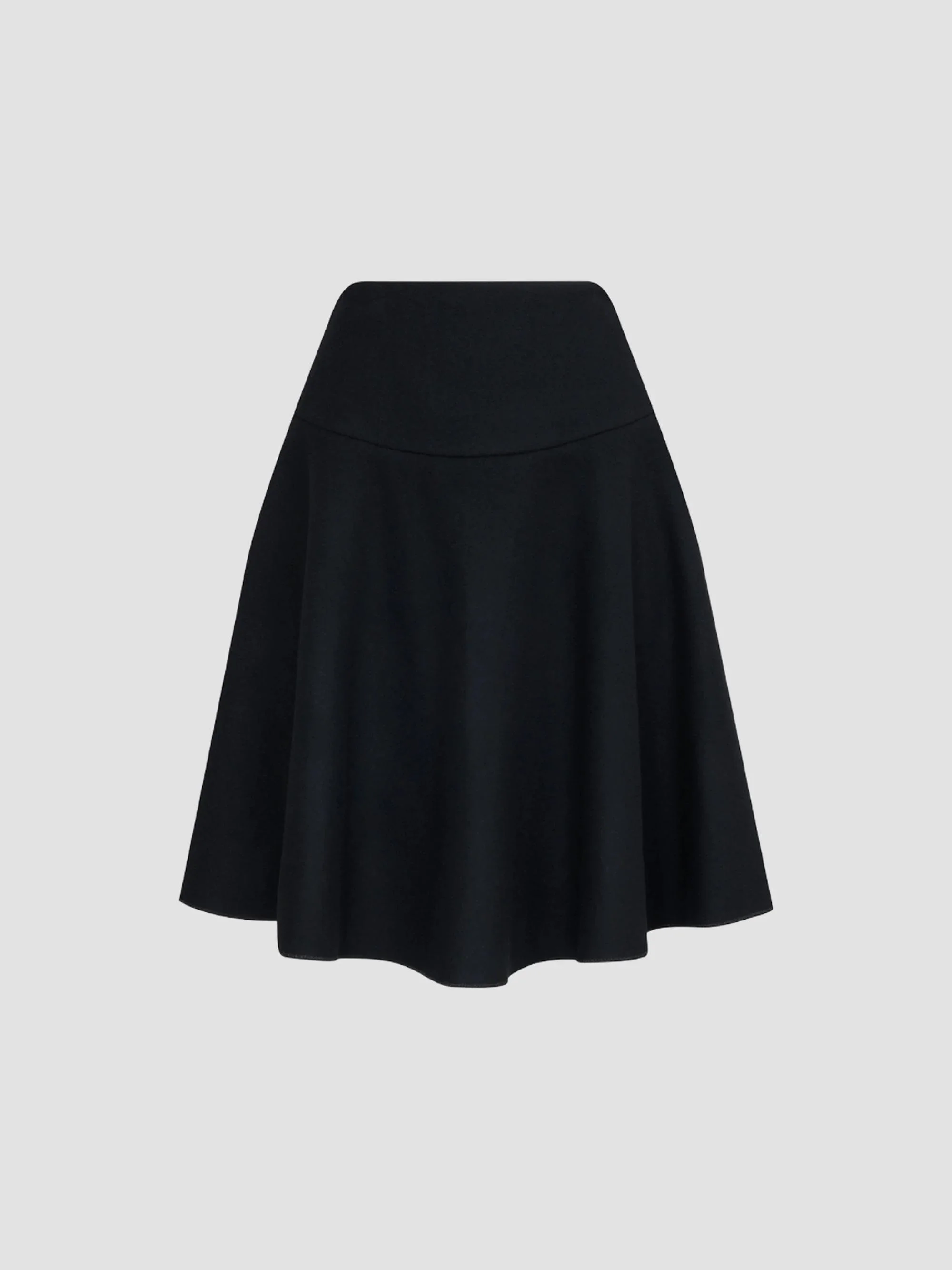 Women's Felted Wool Skater Skirt - Noir - 1