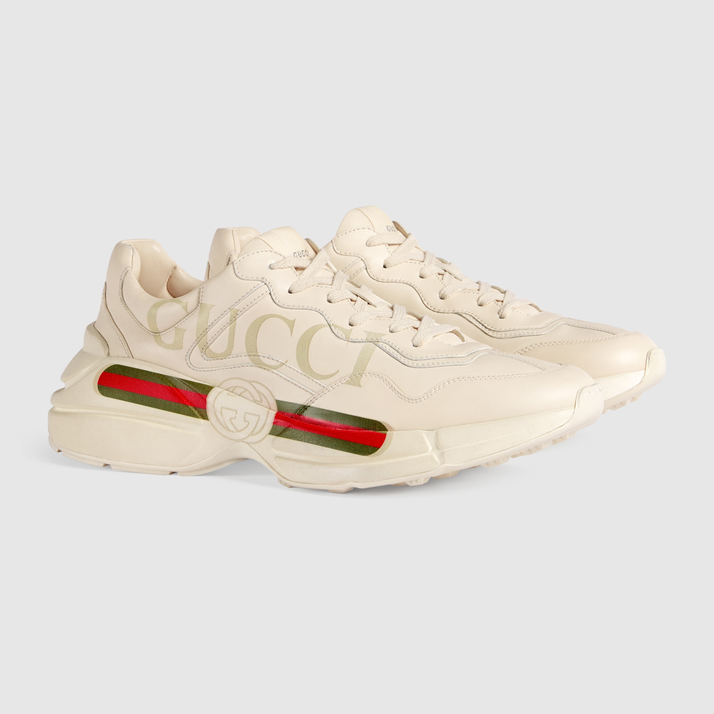 Men's Rhyton Gucci logo leather sneaker - 2