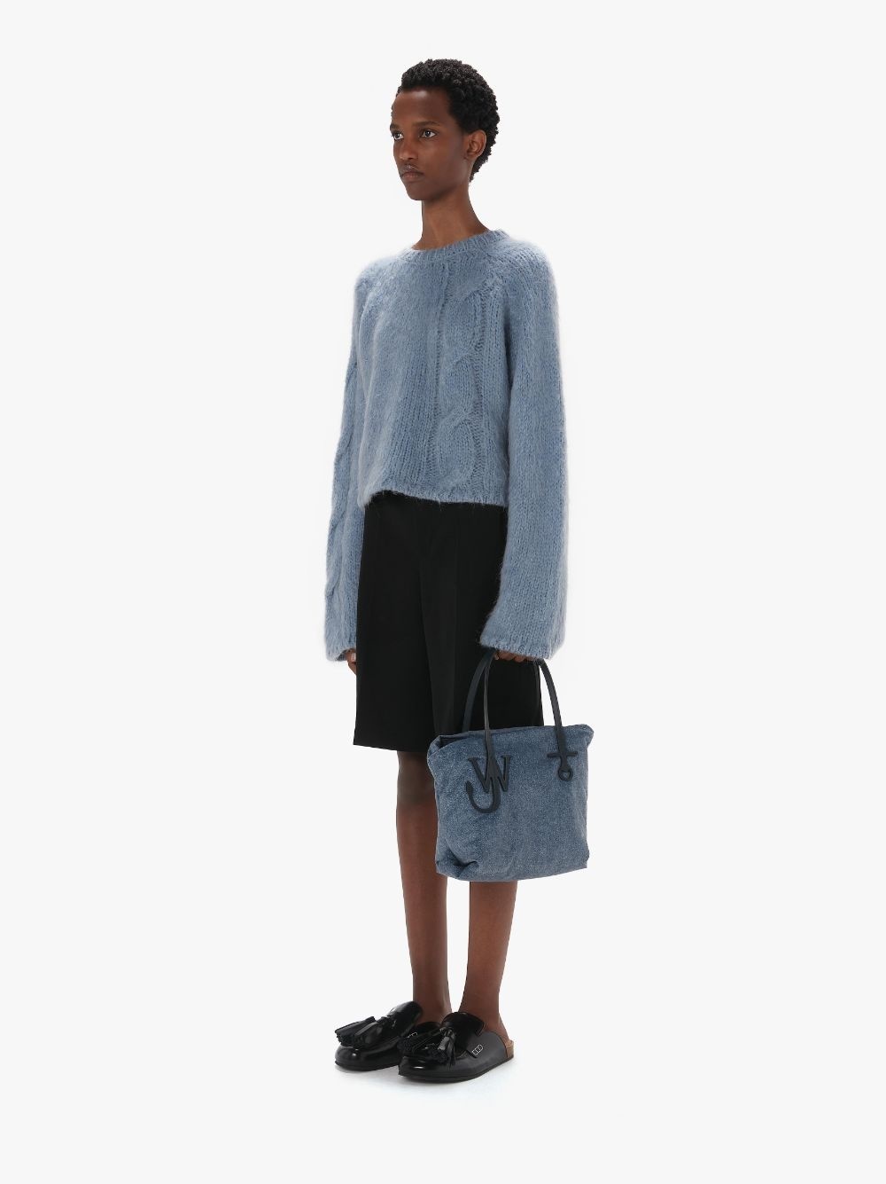 SMALL PUFFY ANCHOR TOTE - VELVET PRINTED DENIM TOTE BAG - 5