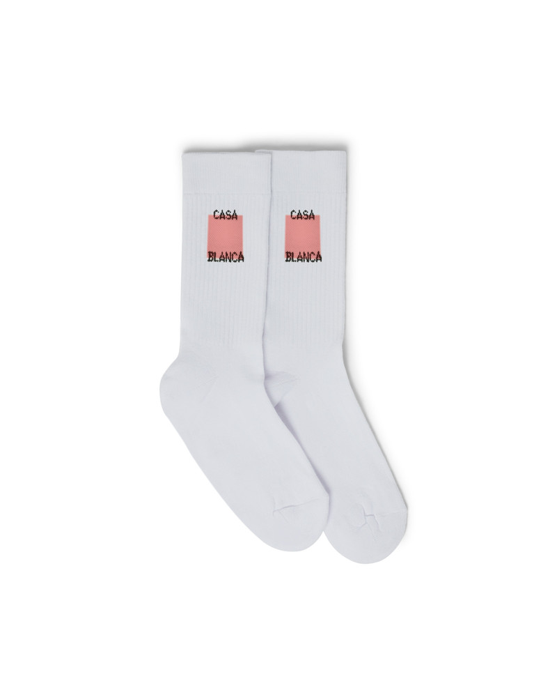 Pink Square Logo Sport Socks 1