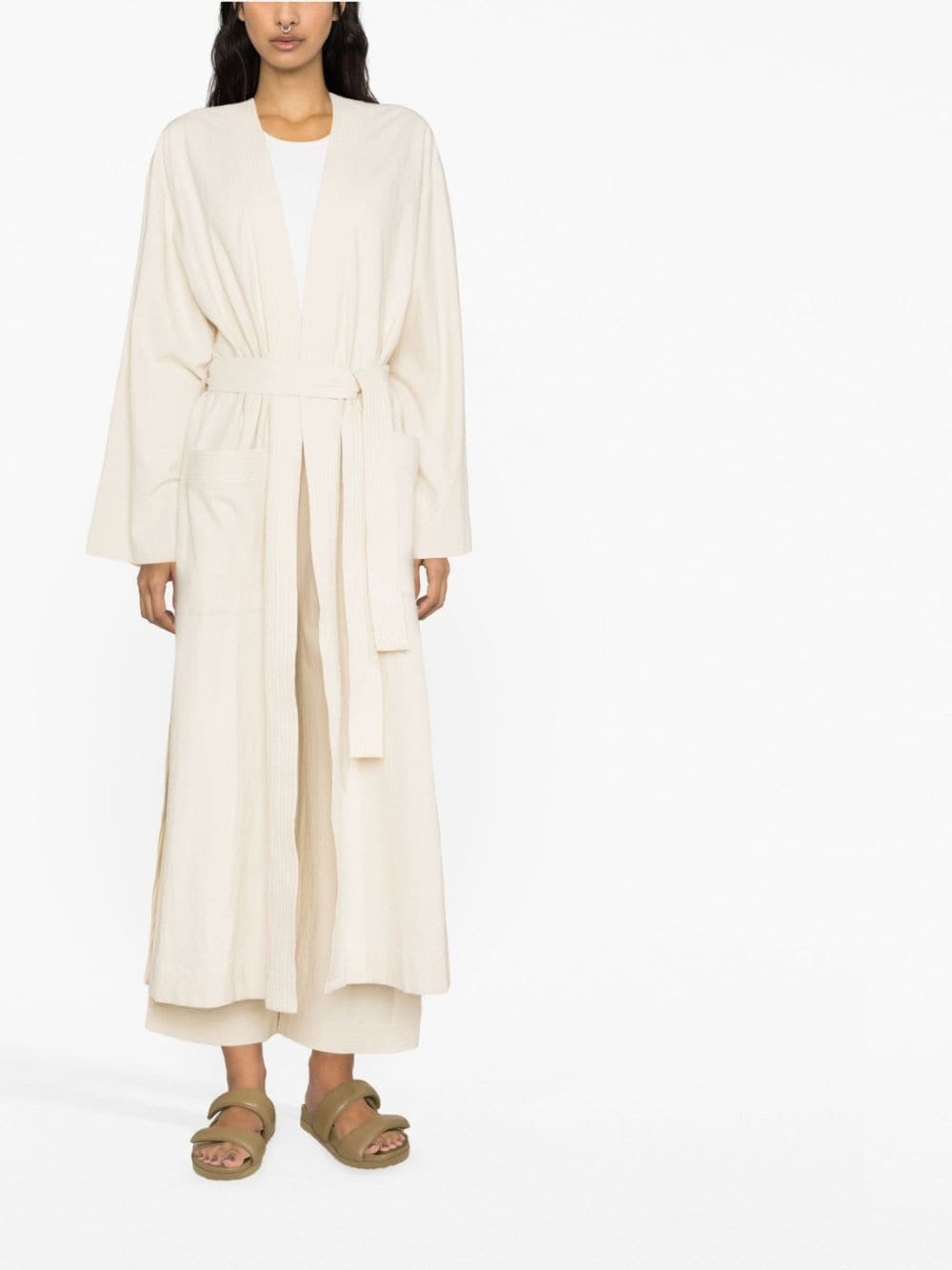 ribbed detailing square-sleeved dress - 2
