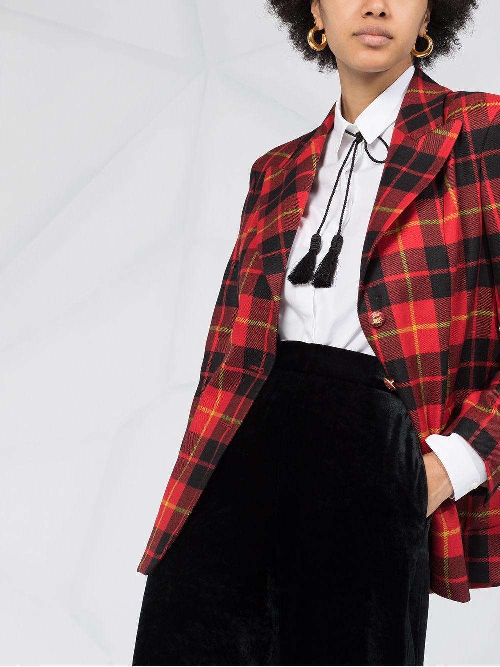 tartan print blazer - 5