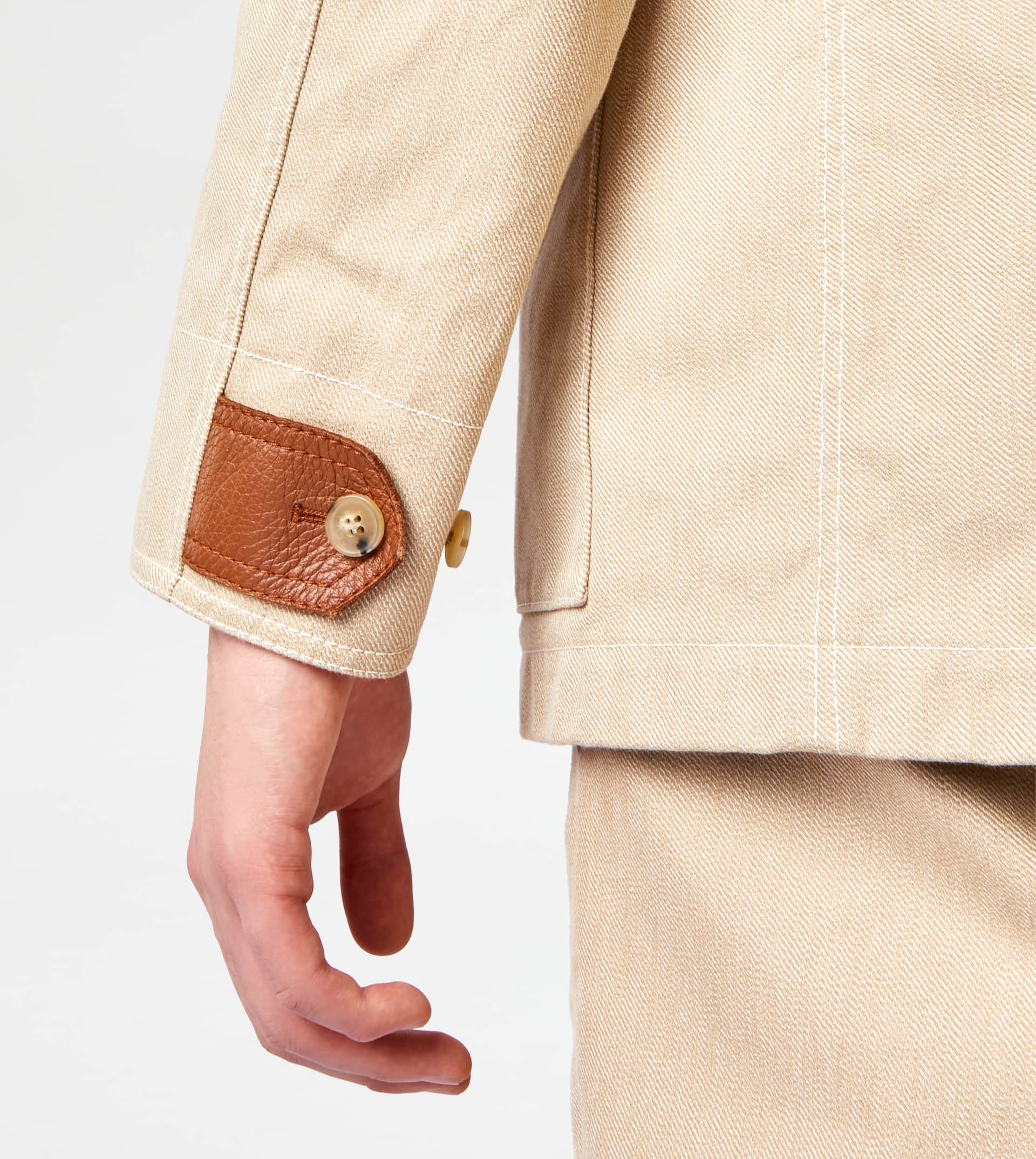 FIELD JACKET WITH LEATHER INSERTS - BEIGE - 5