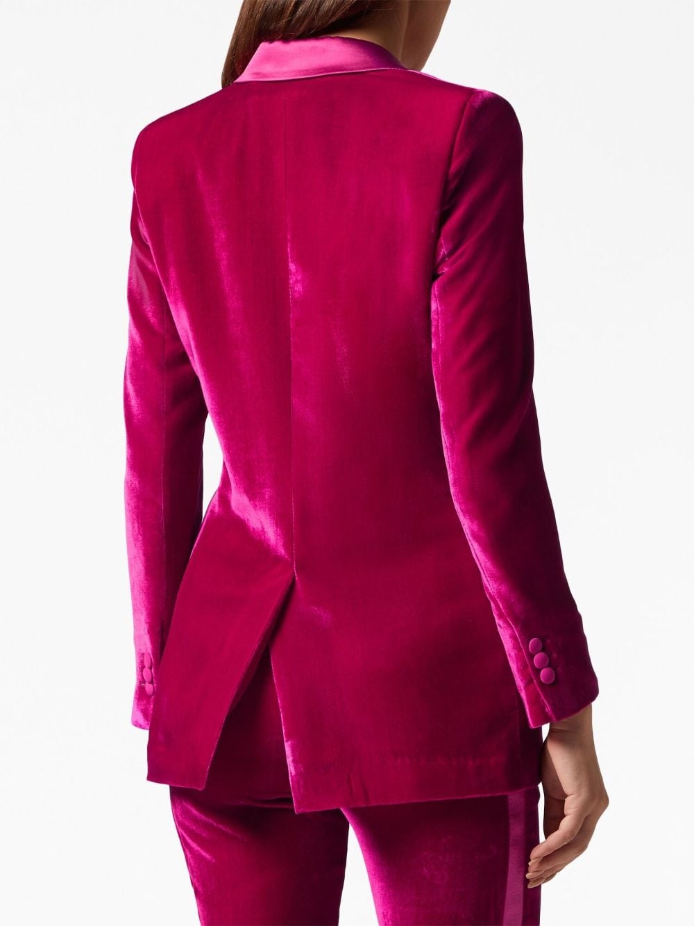contrasting-trim velvet blazer - 4