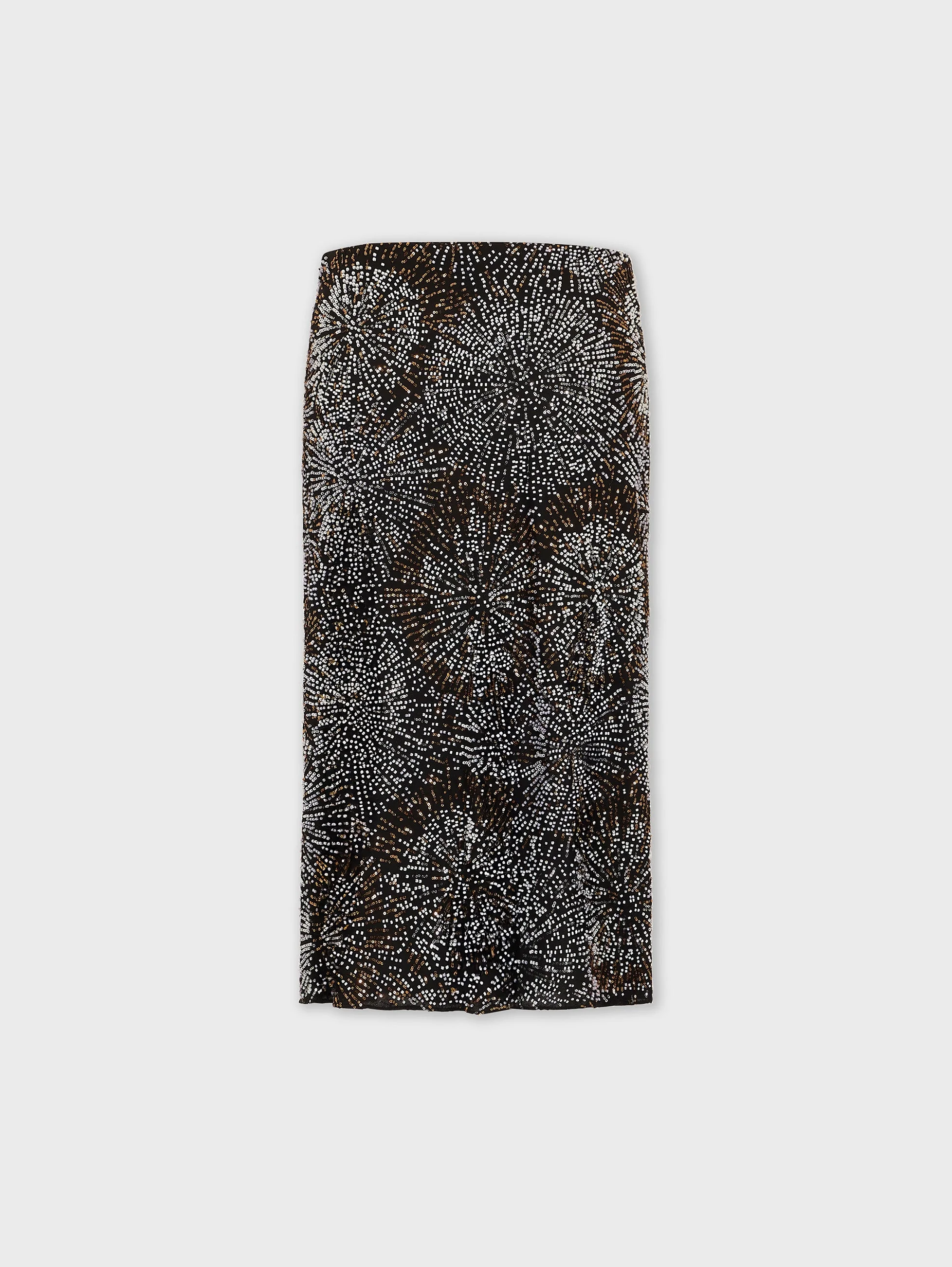 CREPE SKIRT WITH PEARL EMBROIDERY - 1