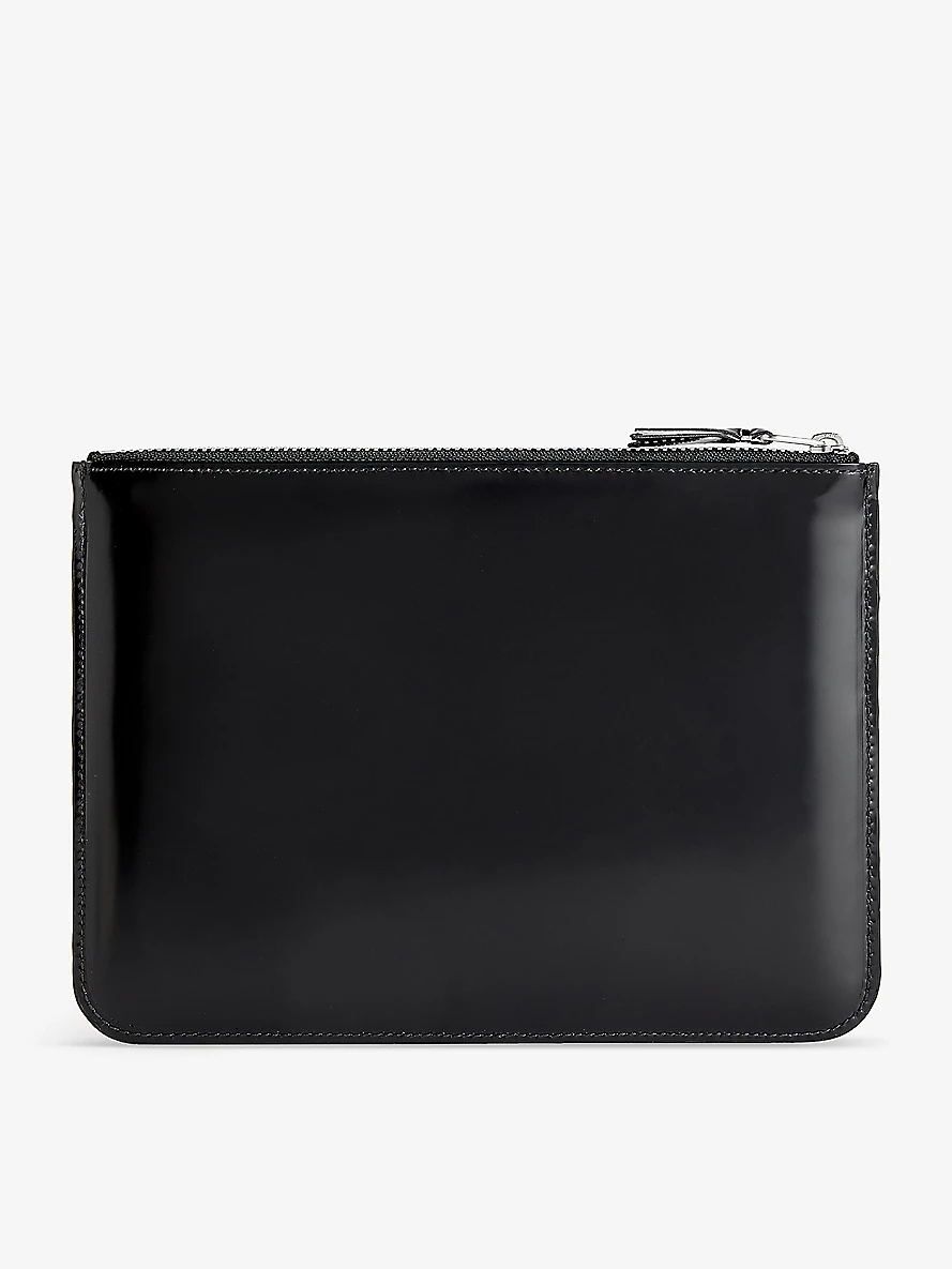 Brand-embossed rectangular leather pouch - 3