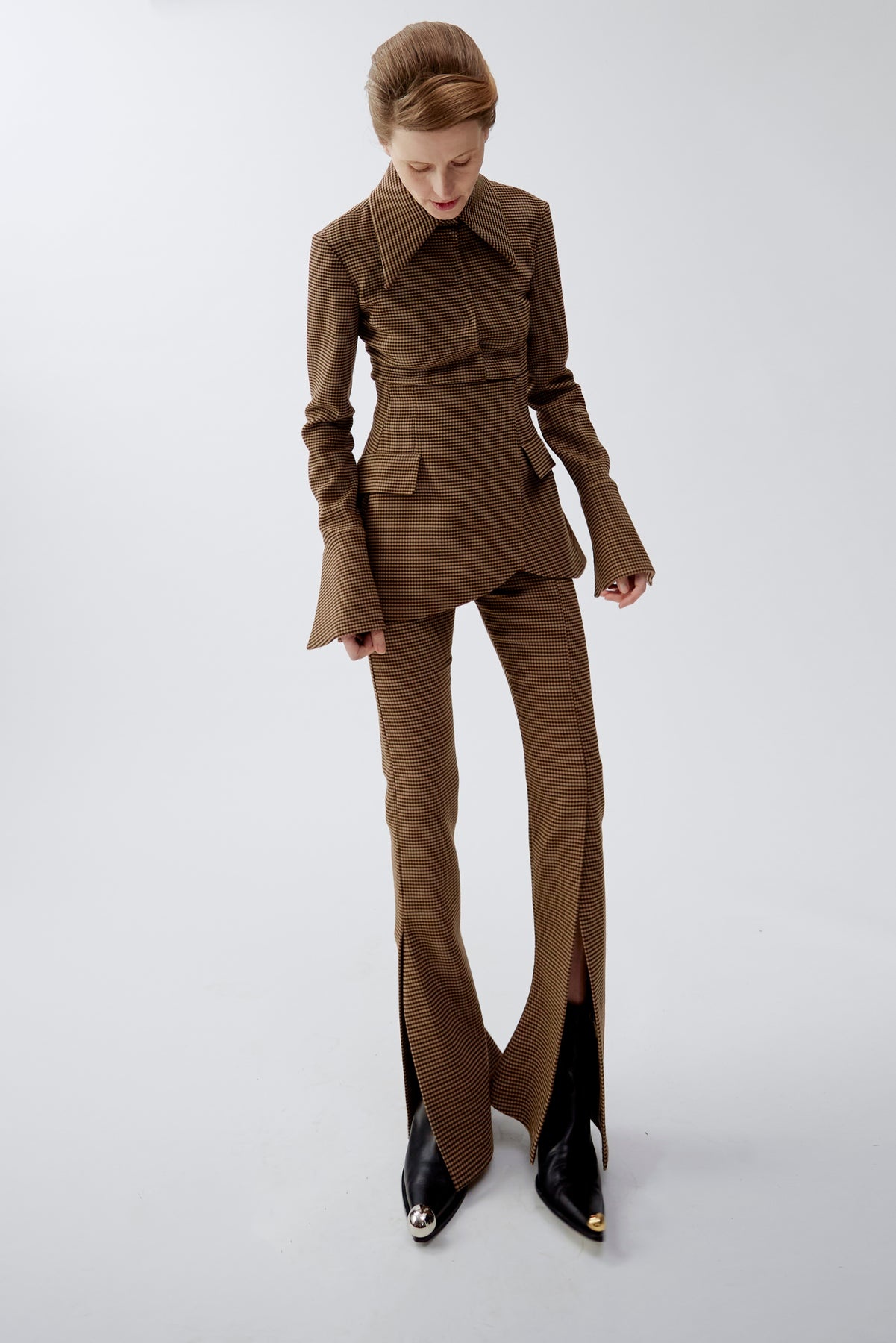 FITTED TROUSERS WITH SIDE AND FRONTAL SLITS GINGHAM - 10