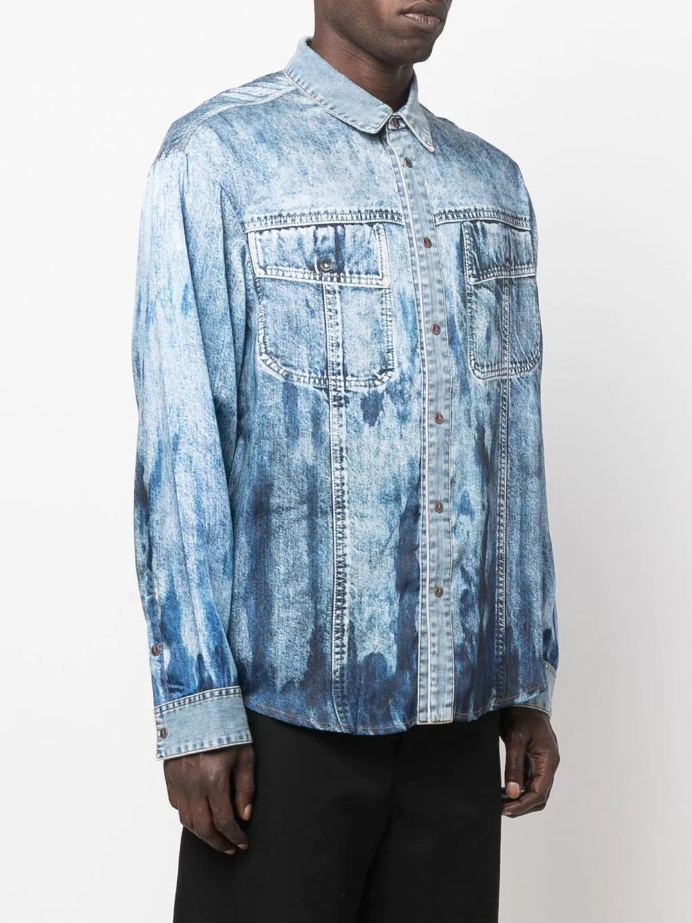 bleached-effect denim shirt - 4