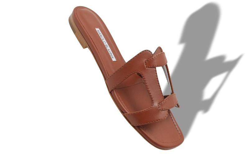 Manolo Blahnik Brown Nappa Leather Flat Sandals outlook