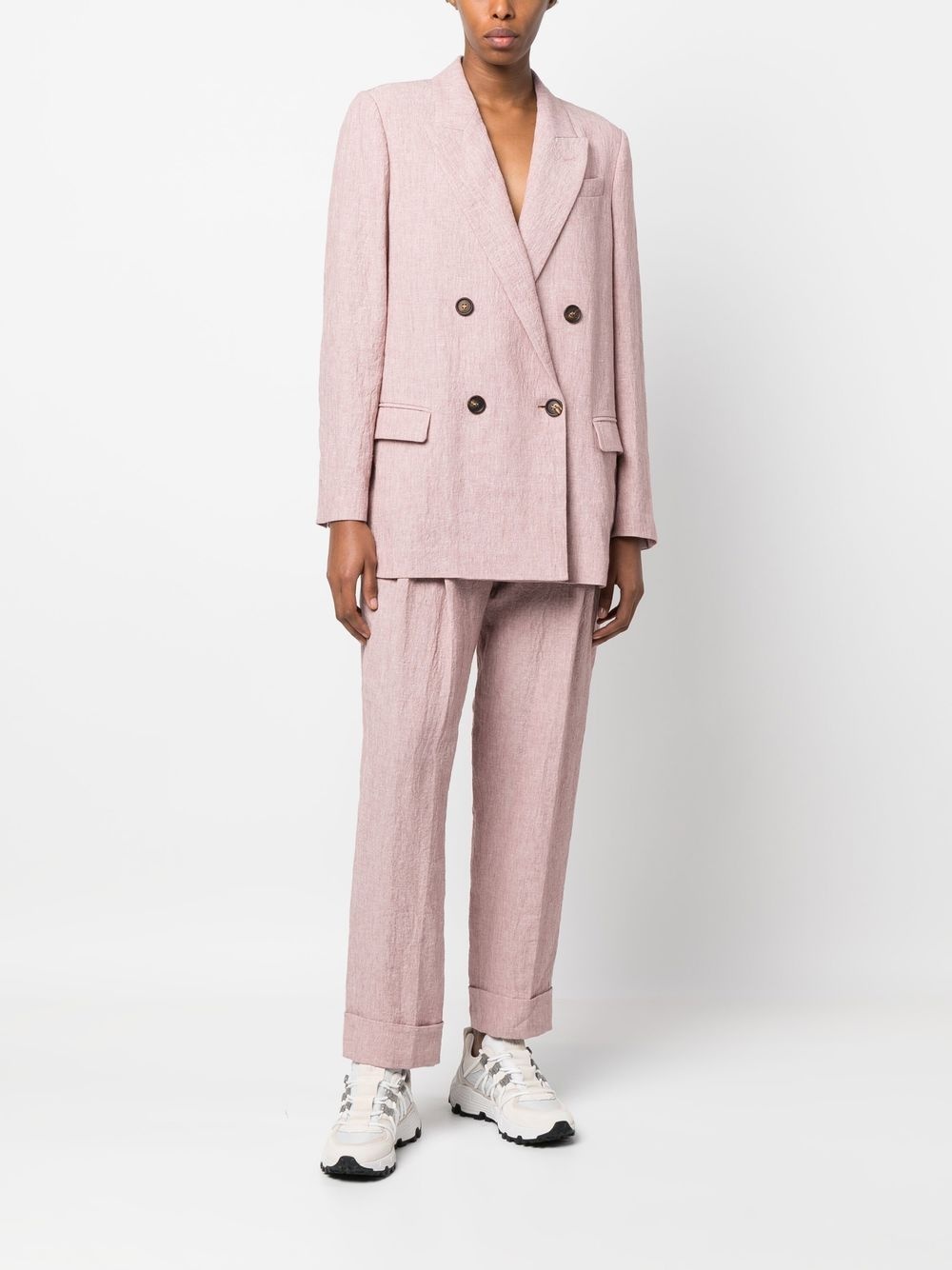 double-breasted linen blazer - 2
