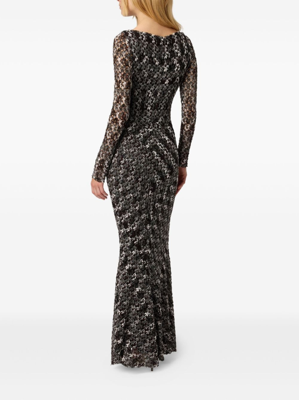 floral-lace long-sleeve maxi dress - 3