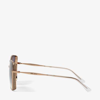 JIMMY CHOO Alexis
Rose Gold Square-Frame Sunglasses with Glitter Fabric outlook