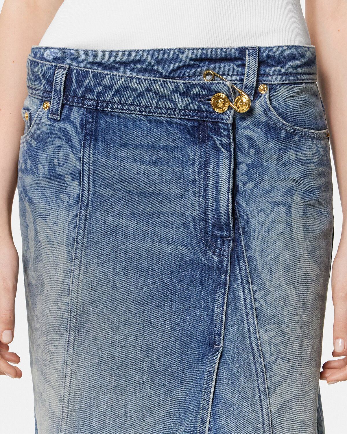 Barocco Denim Wrap Skirt - 3