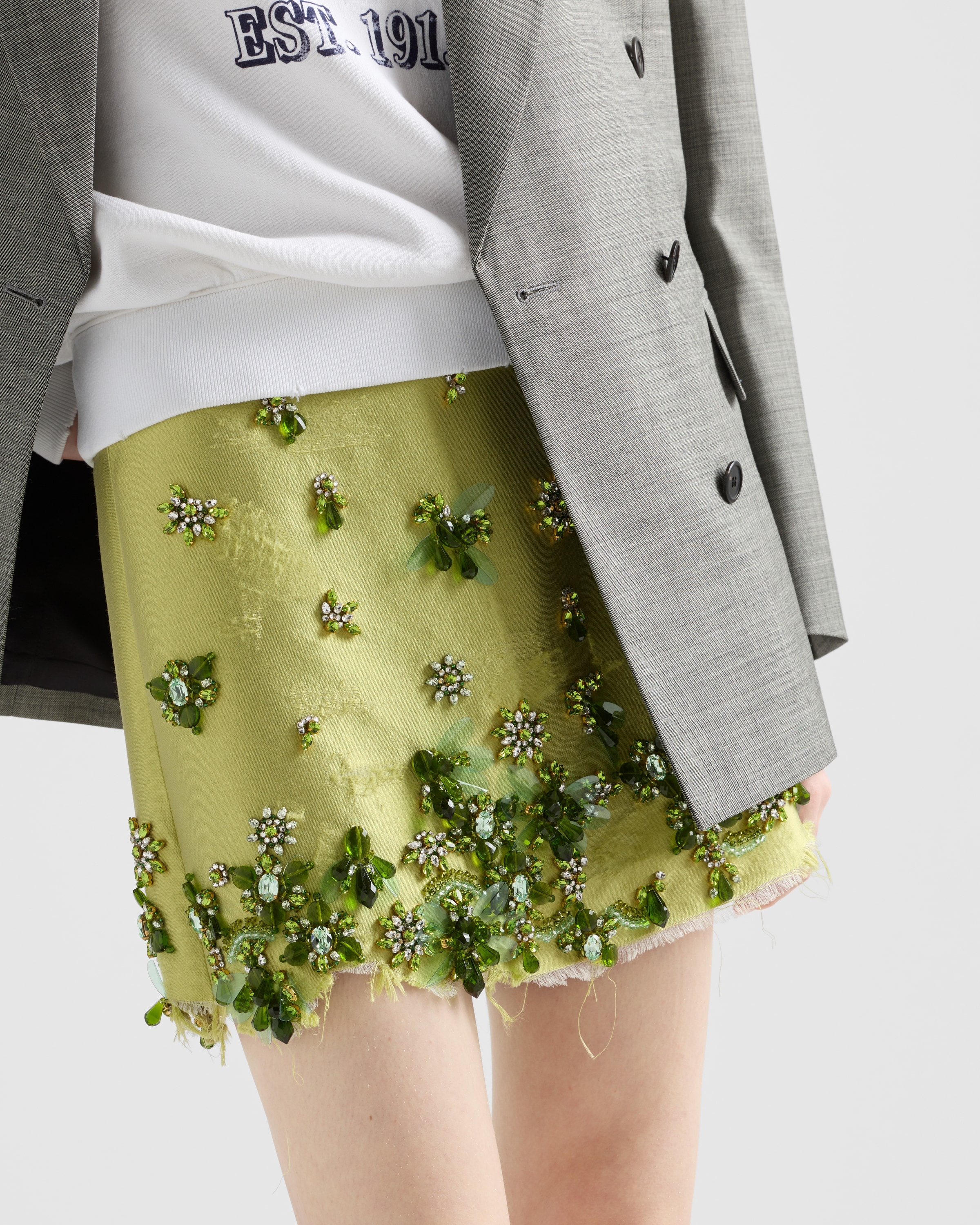 Embroidered silk and wool miniskirt - 3