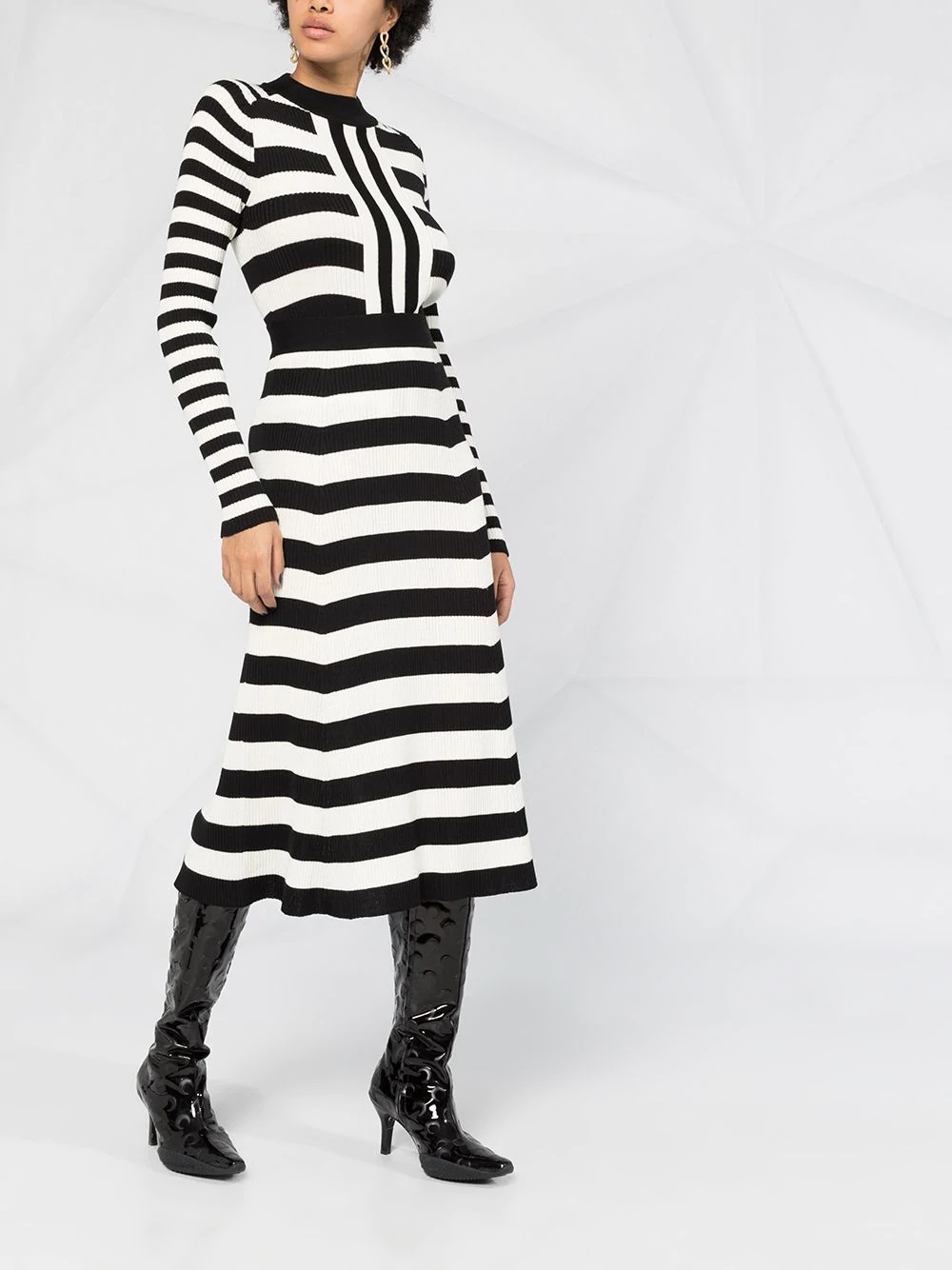 striped knitted midi skirt - 4