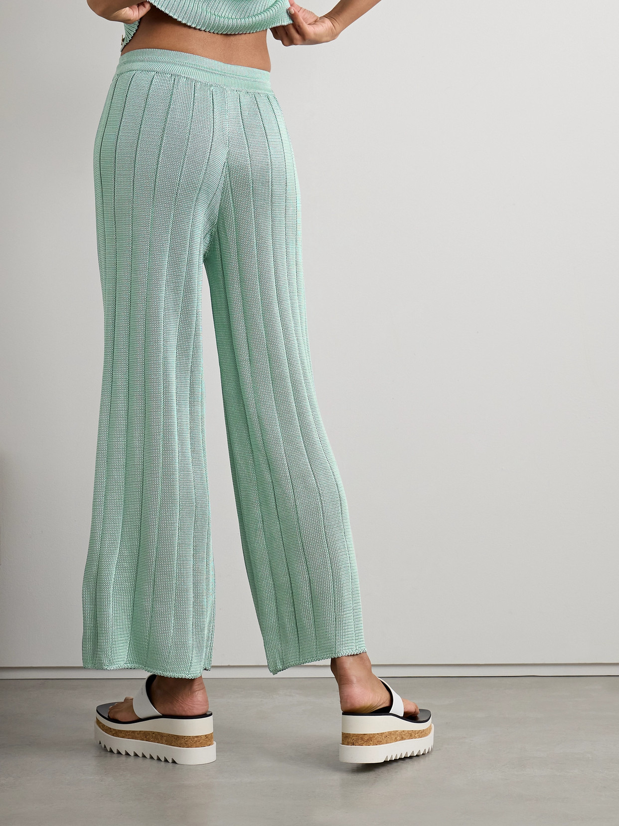Ribbed-knit Wide-leg Pants - 3
