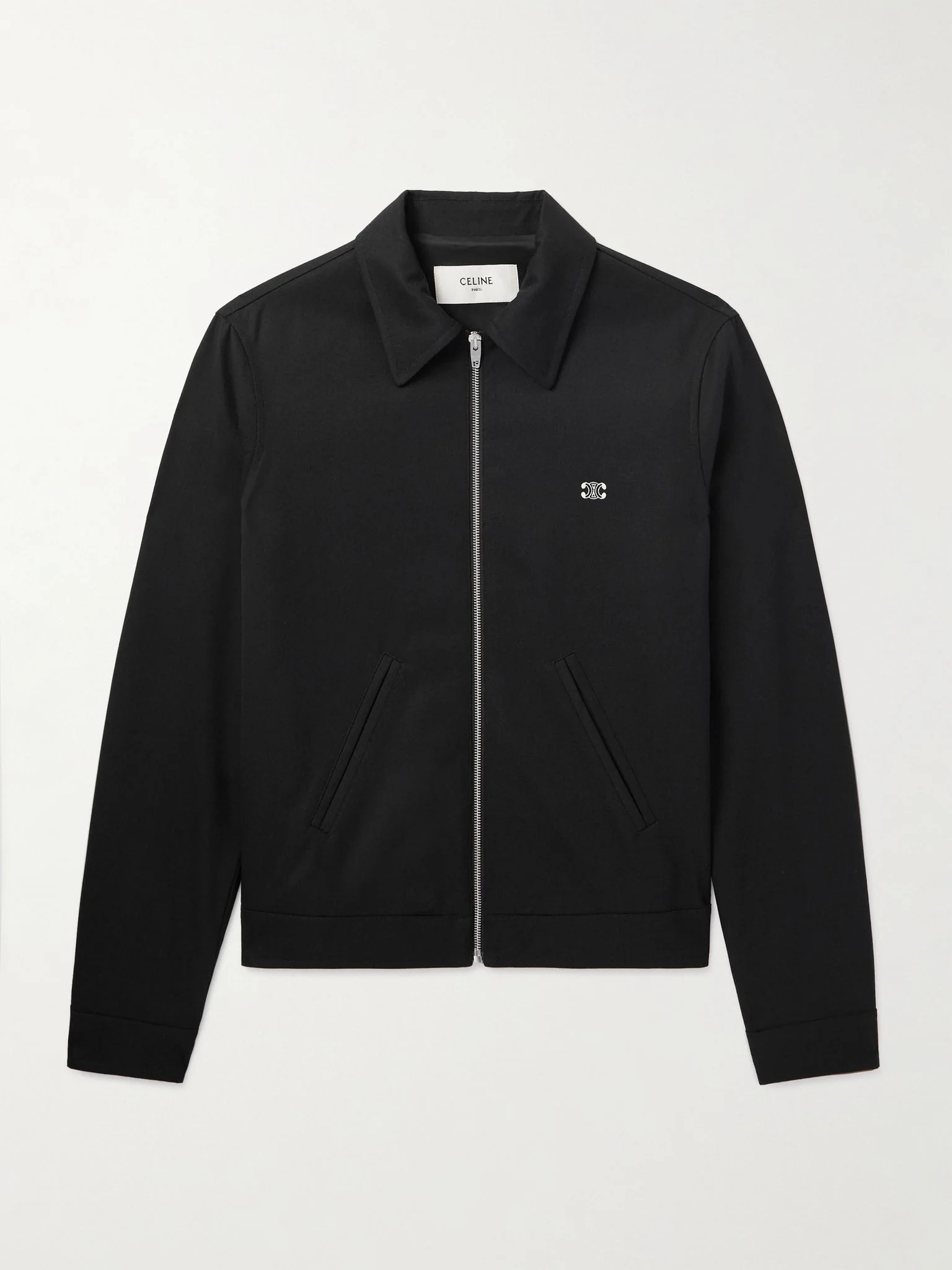 Triomphe Logo-Embroidered Wool-Blend Twill Jacket Black - 1