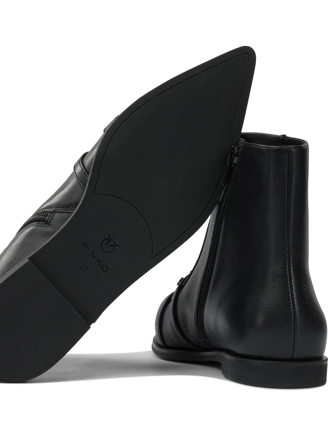 Pinko Leather Zippered Ankle Boots - 5